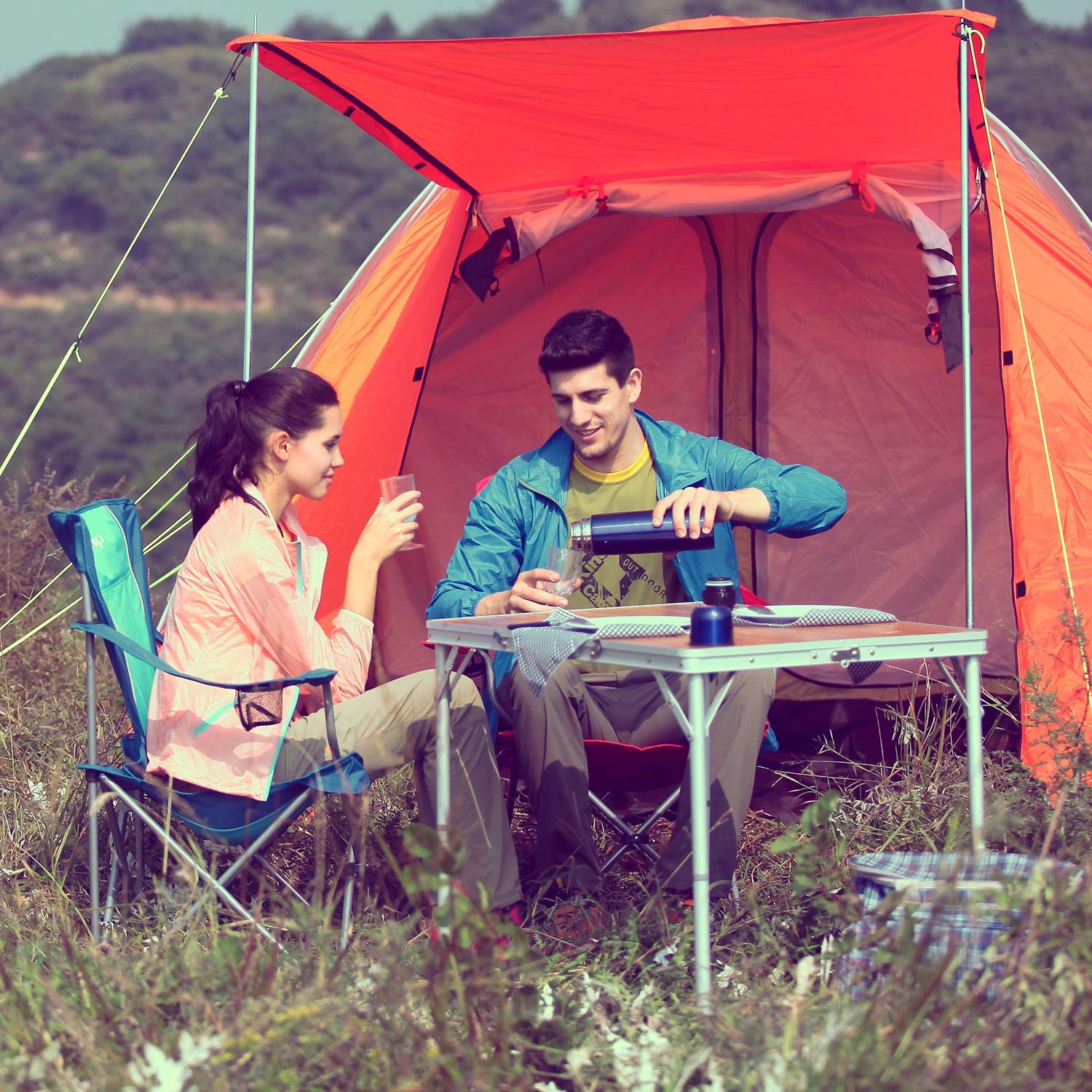 kingcamp-adjustable-bamboo-picnic-camping-table-with-aluminum-frame image 5