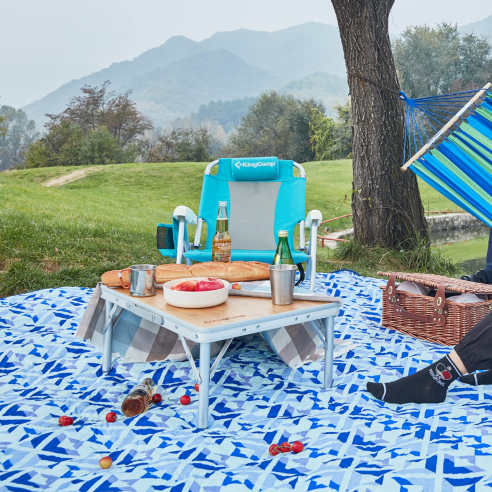 kingcamp-adjustable-bamboo-picnic-camping-table-with-aluminum-frame image 2