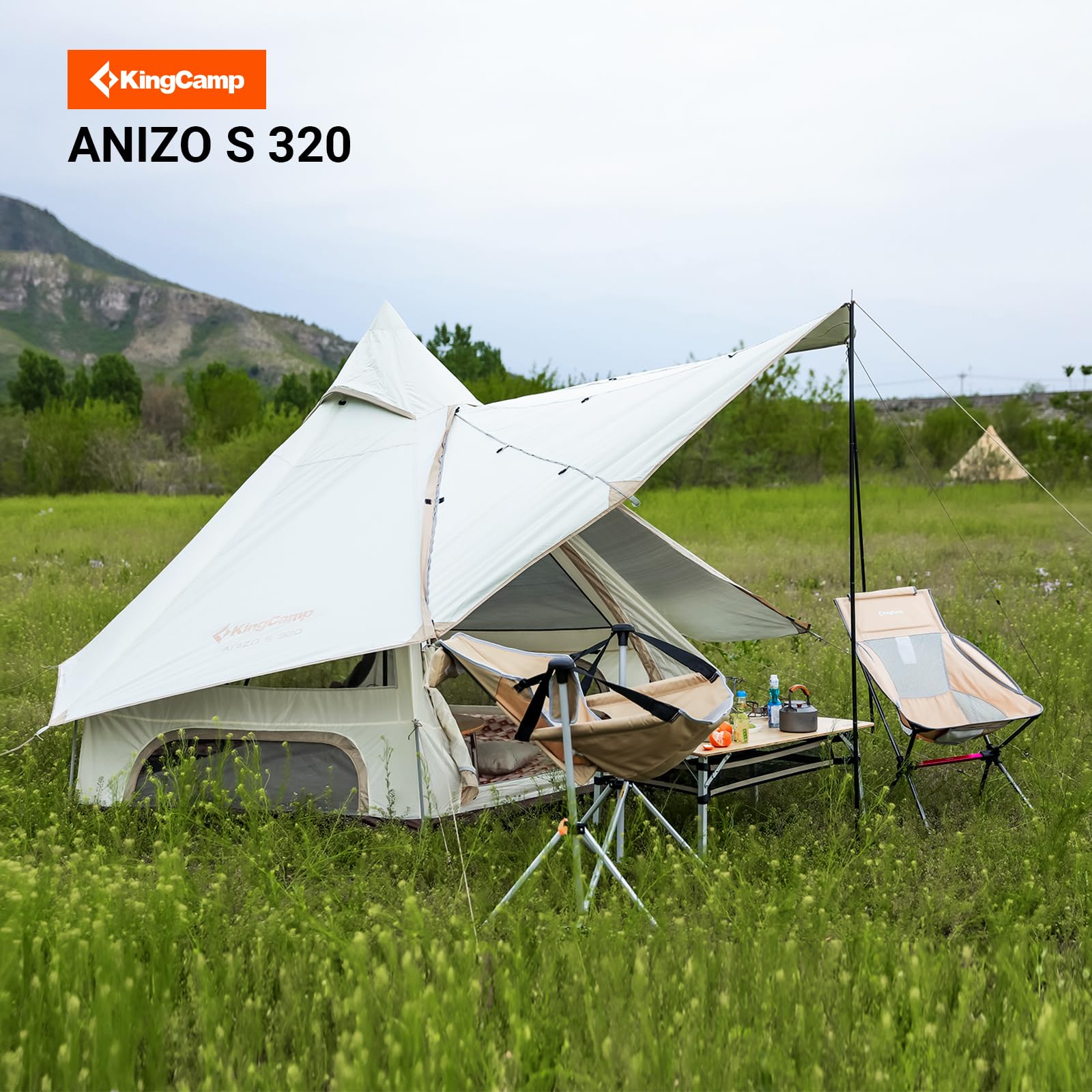 kingcamp-anizo-s-320-double-layered-teepee-tent-all-season-canvas-family-glampin image 2