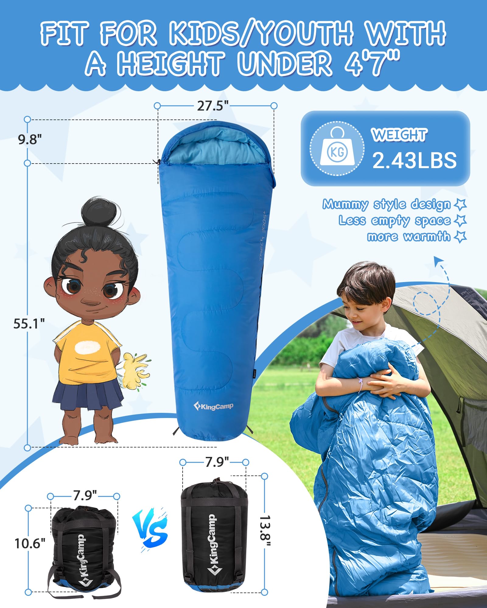 kingcamp-treck-300s-kid-s-mummy-sleeping-bag-soft-cotton-flannel-double-layer-ag image 8