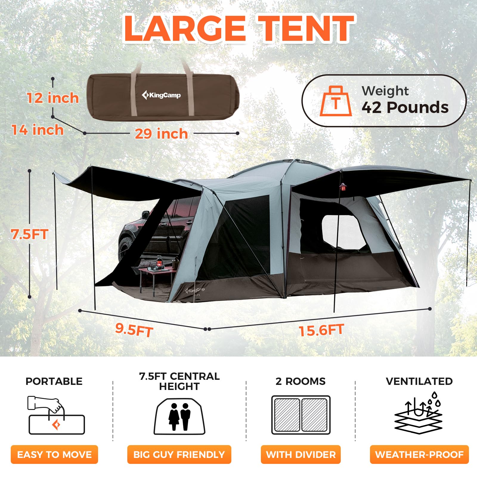 kingcamp-boundless-x5-b-series-suv-tent-uv-protection-multi-room-standalone-or-s image 8