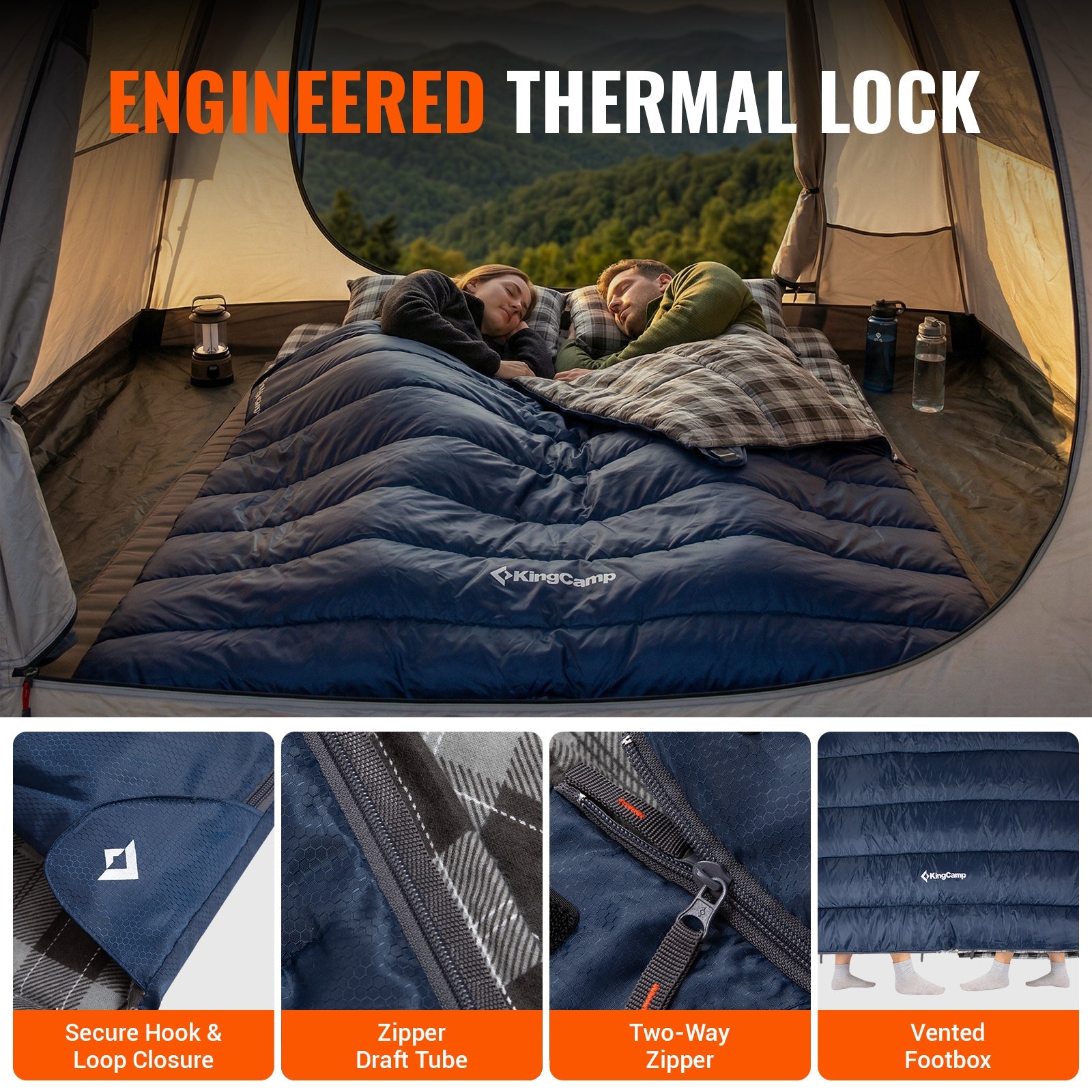 kingcamp-snowflake-300-flannel-double-sleeping-bag-extra-wide-2-person image 5