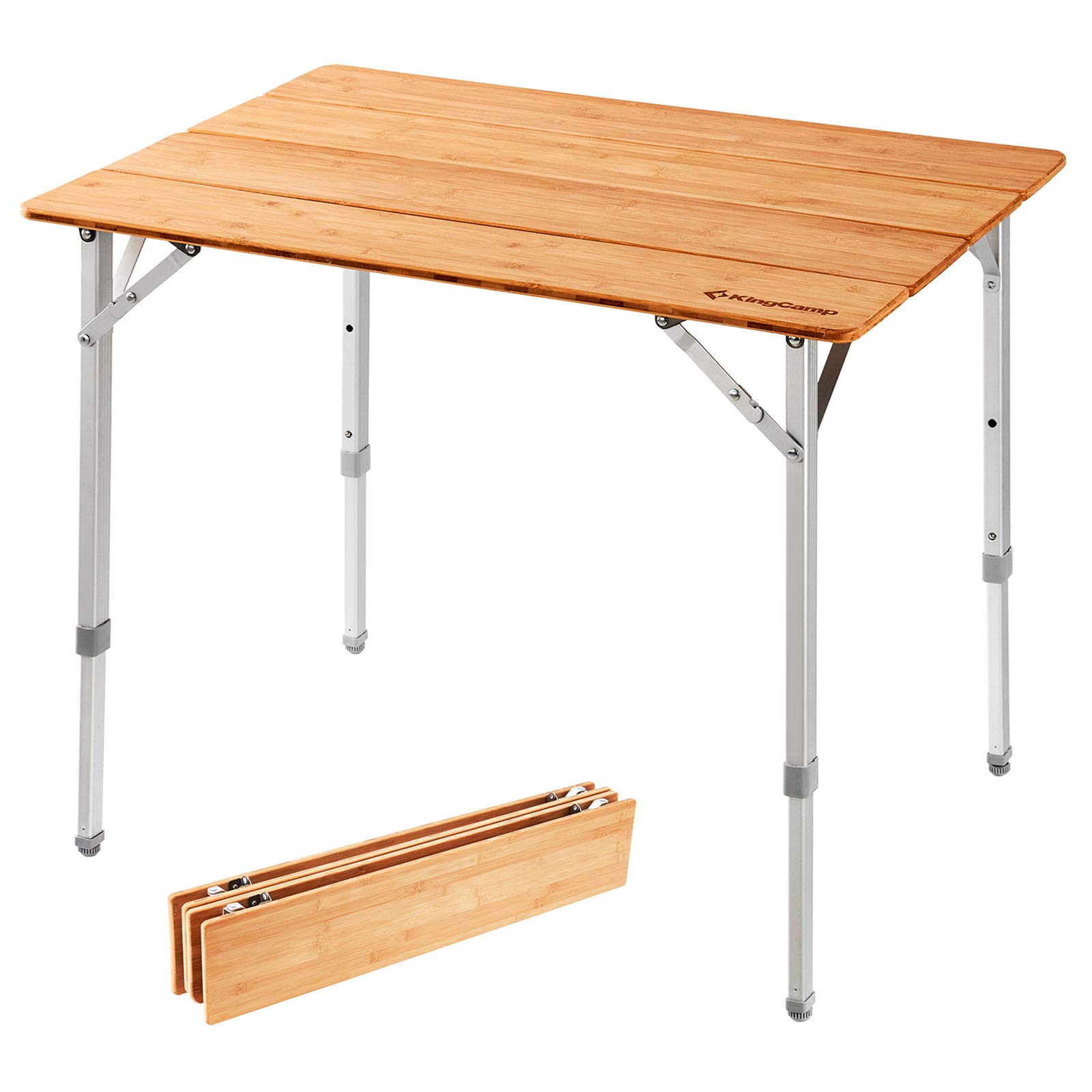 kingcamp-bamboo-folding-adjustable-height-camping-table-39x26-portable-with-alum image 8