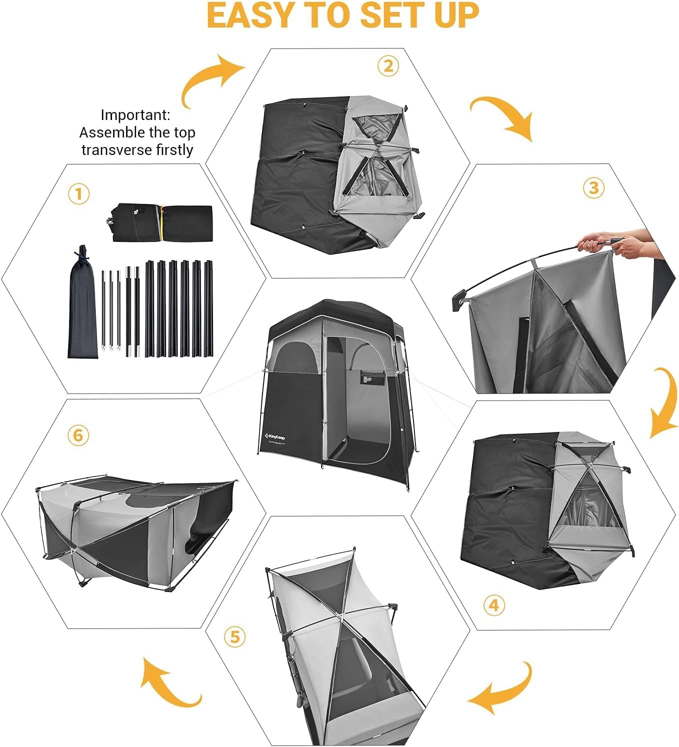 kingcamp-double-room-shower-tent-with-solar-shower-set image 5