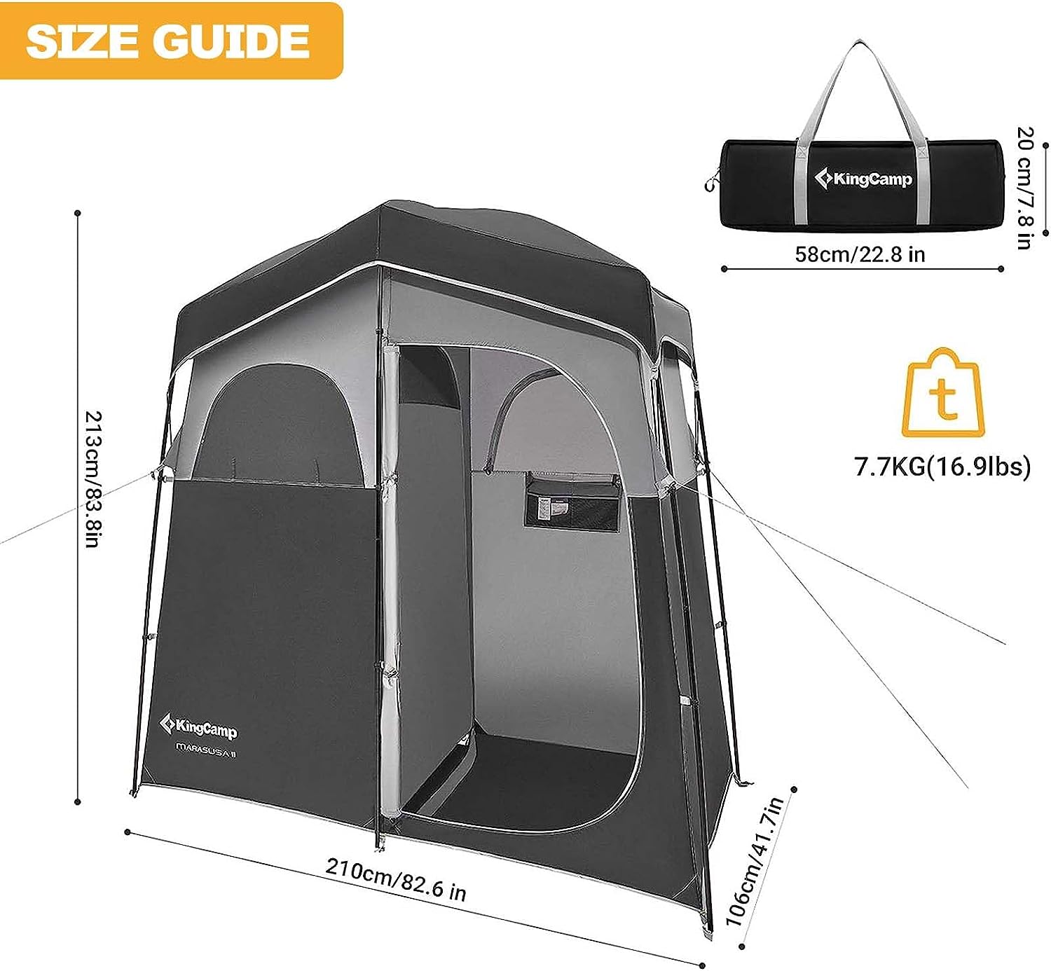 kingcamp-double-room-shower-tent-with-solar-shower-set image 2