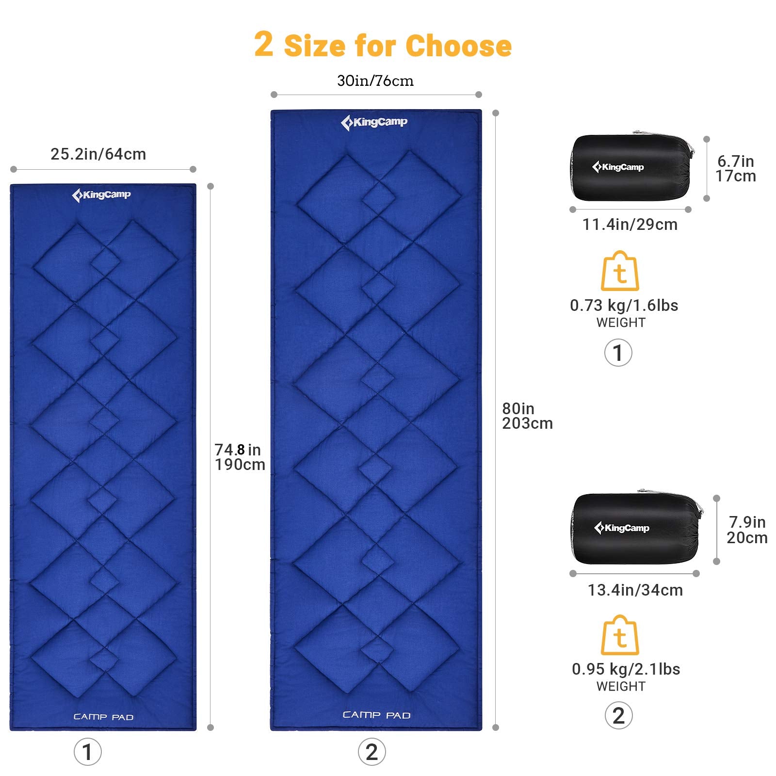 kingcamp-camp-pad-l-sleeping-mat-for-camping-cot-quilted-comfort-pad image 2