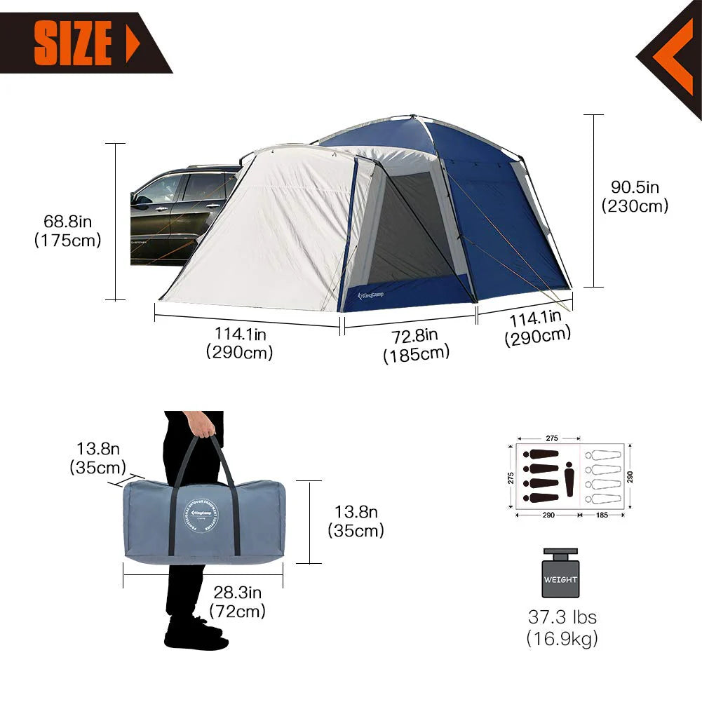kingcamp-camping-square-3-season-suv-tent-with-screen-room image 3