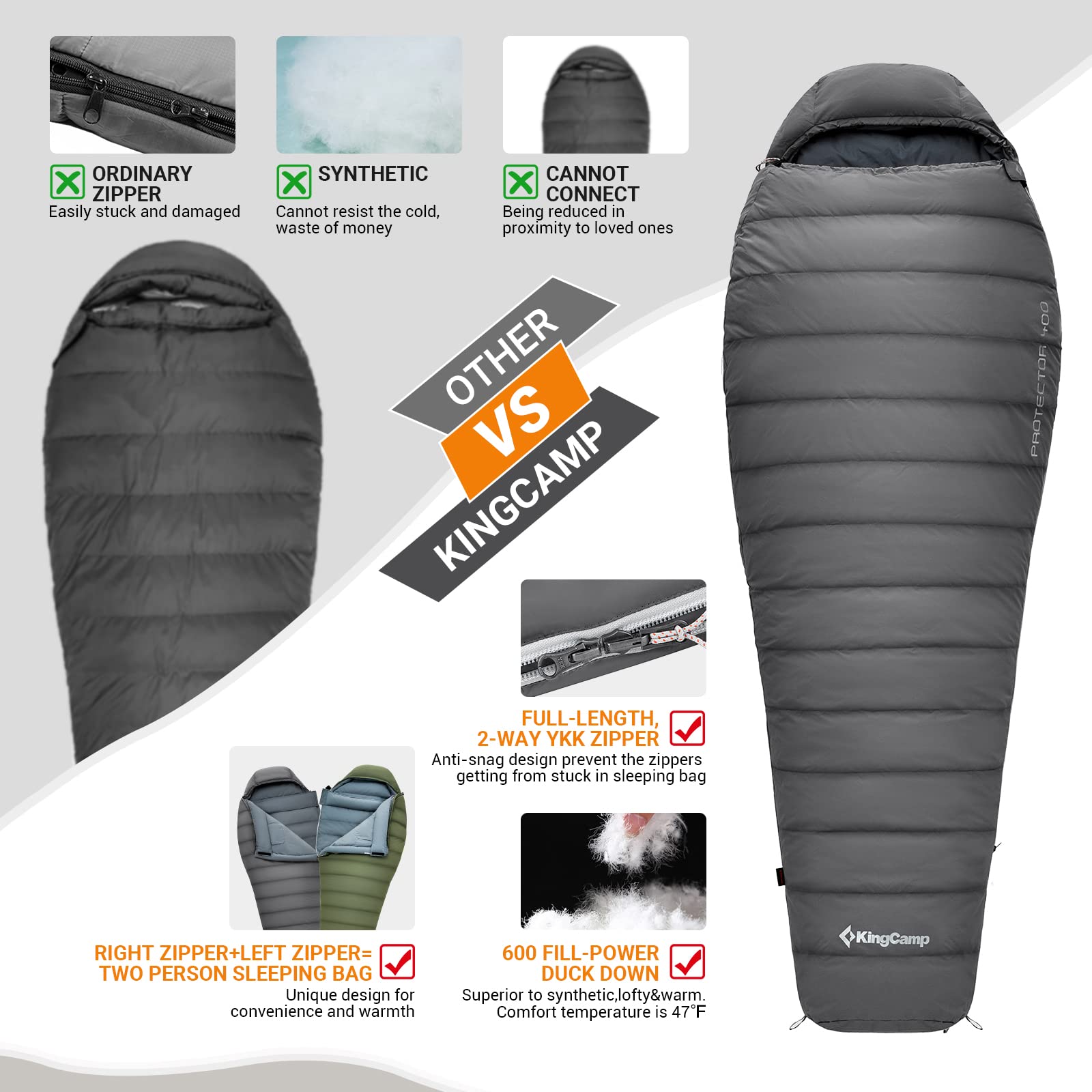 kingcamp-protector-400-down-mummy-sleeping-bag-3-season-lightweight-2-6-lbs image 5