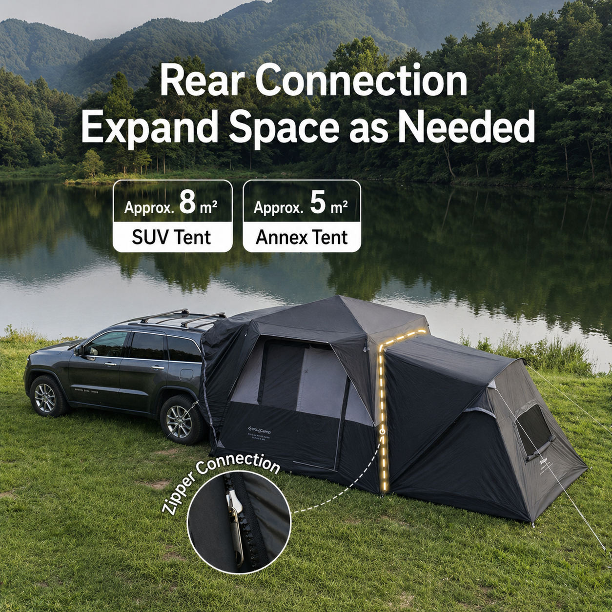 kingcamp-boundless-x3-pro-bedroom-module-zipper-connect-4-person-tent-expansion image 7