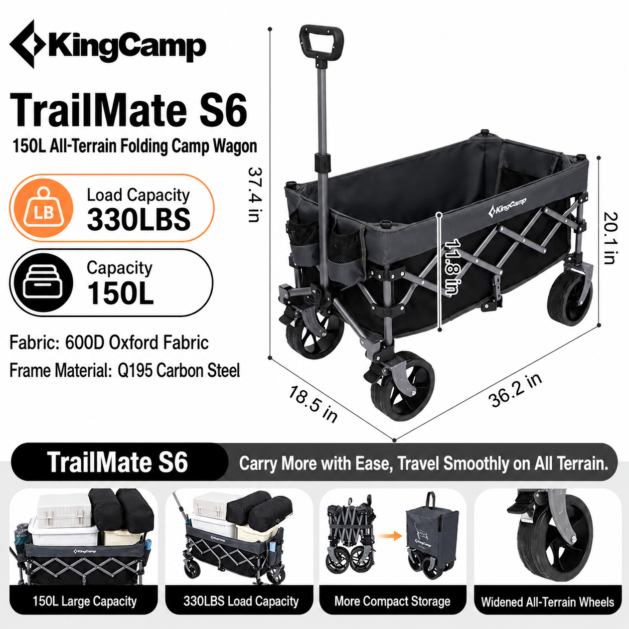 kingcamp-150l-compact-folding-wagon-cart image 7