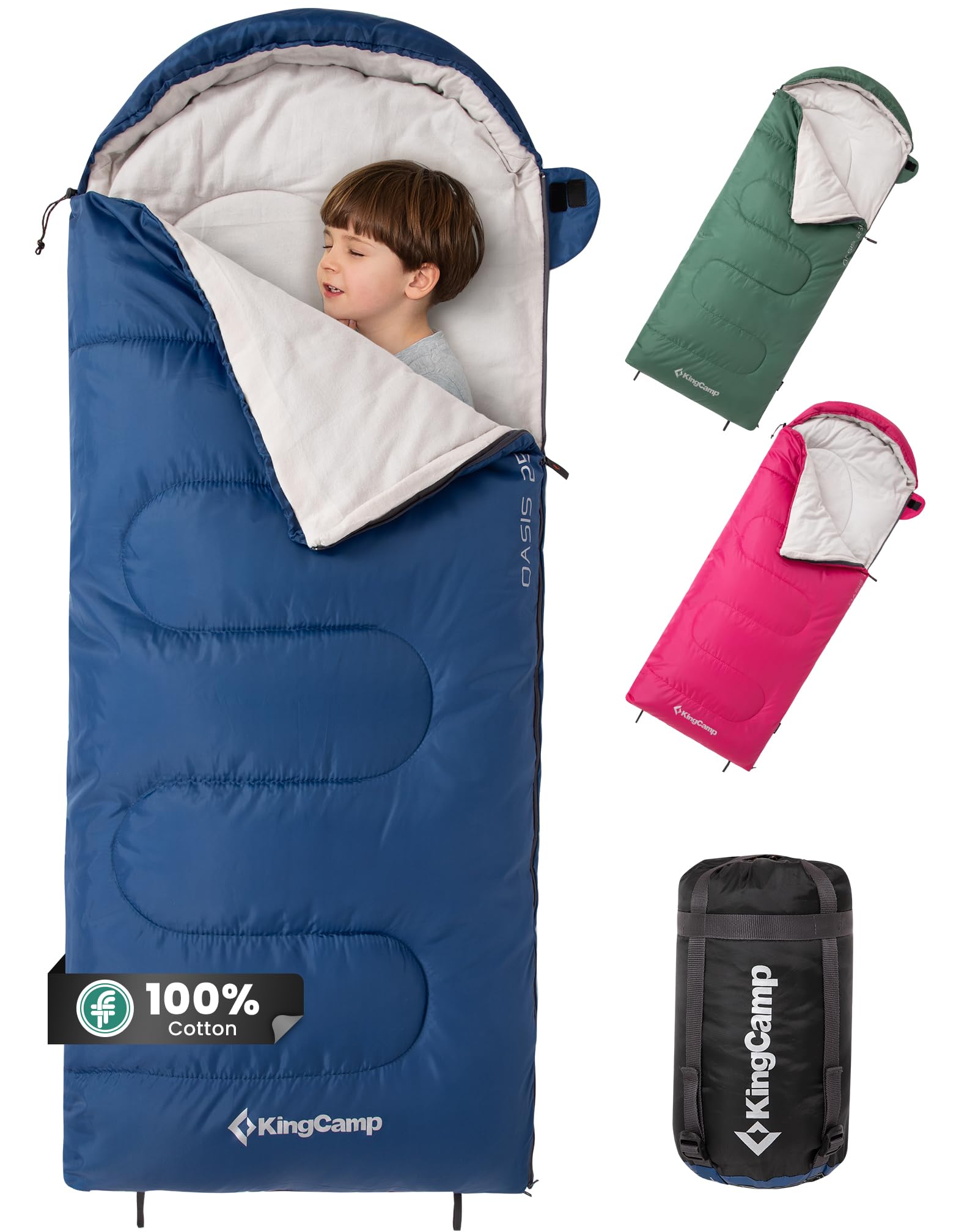 kingcamp-oasis-250s-kids-flannel-sleeping-bag-warm-roomy-and-kid-friendly image 8