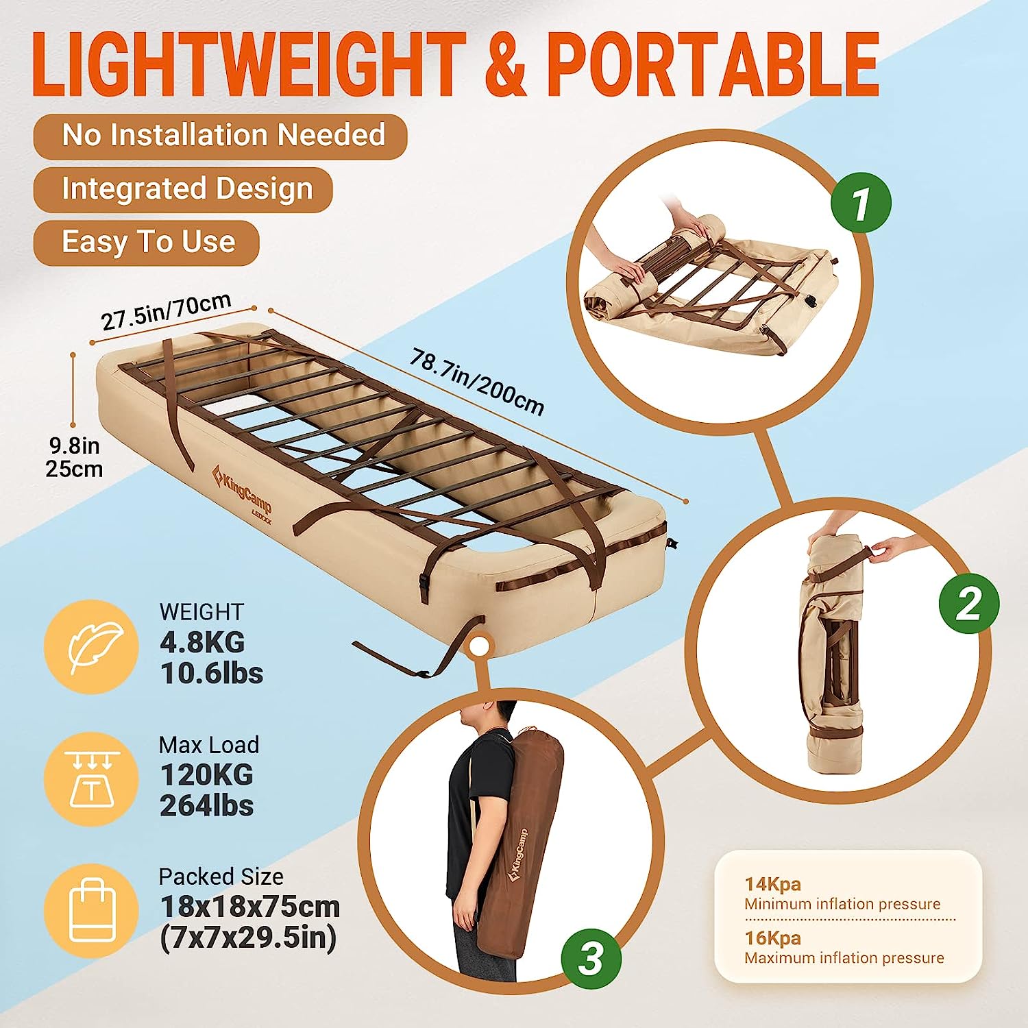 kingcamp-oak-p10-air-mattress-frame-modular-3-in-1-camping-cot-bed-frame image 2