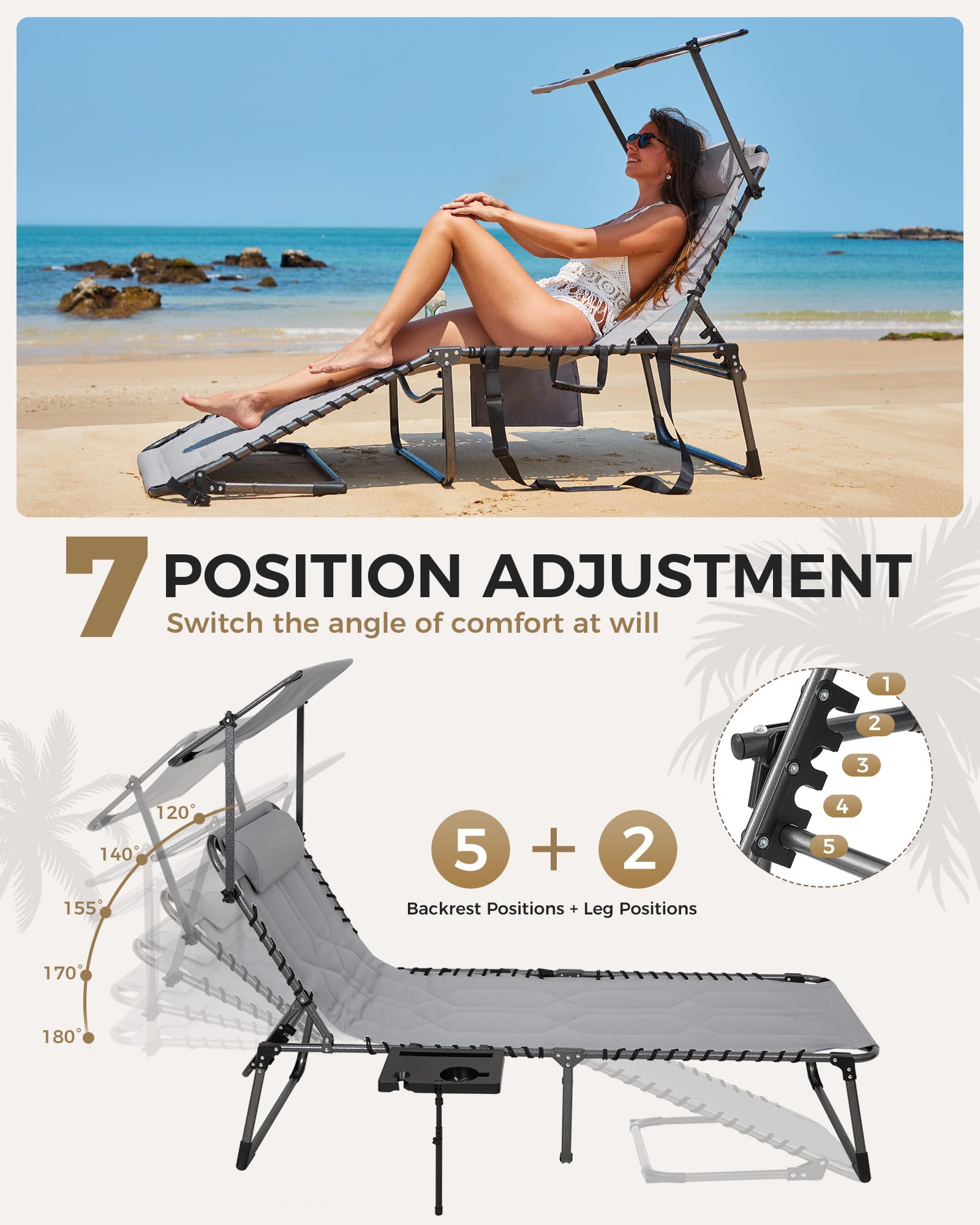 kingcamp-magnolia-b20-plus-folding-lounge-chair-5-position-recline-with-sunshade image 2