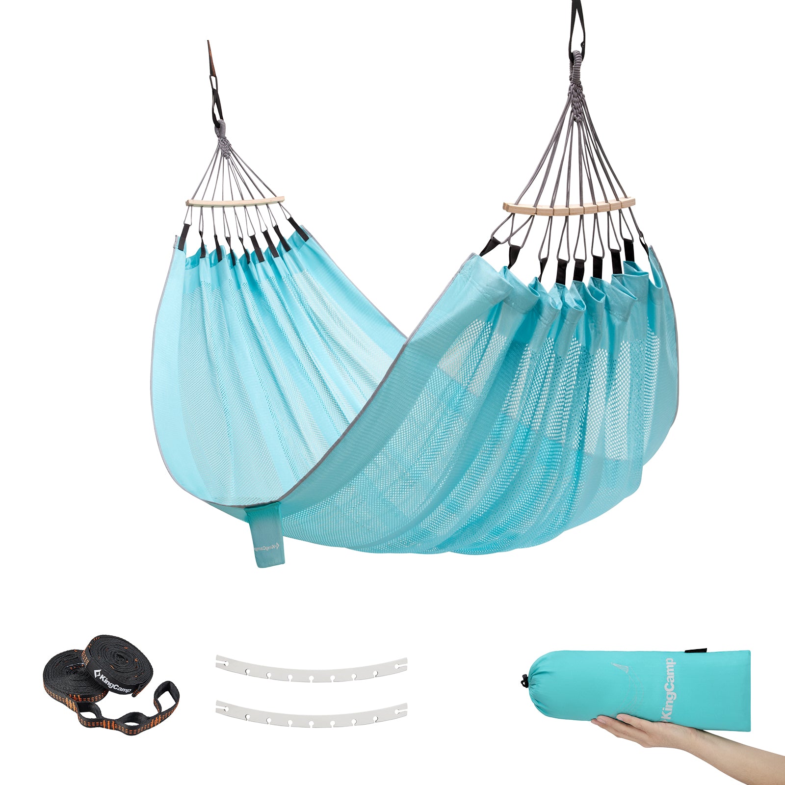 kingcamp-double-mesh-hammock-with-2-tree-straps-2-person-ultralight-camping-hamm image 2