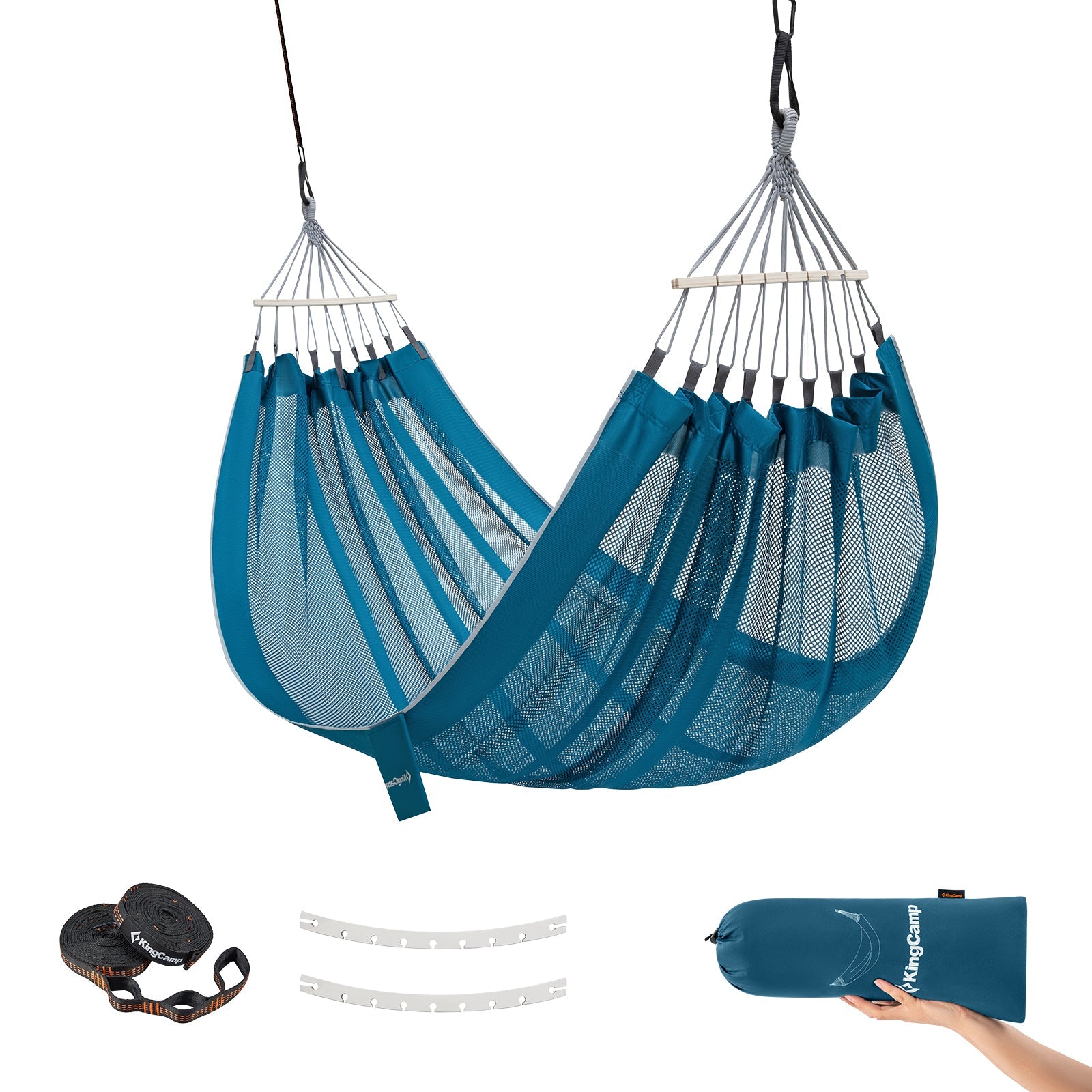 kingcamp-double-mesh-hammock-with-2-tree-straps-2-person-ultralight-camping-hamm image 3