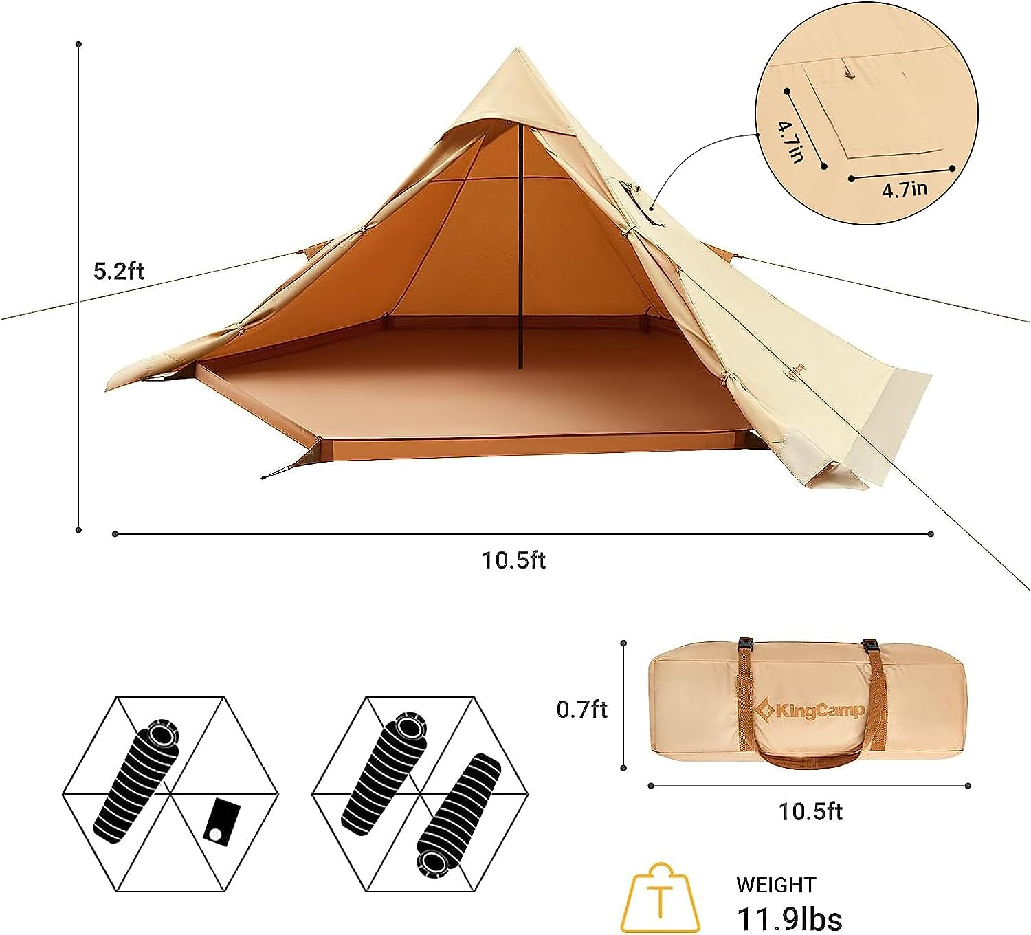 kingcamp-turino-tipi-hot-tent-with-stove-jack image 3