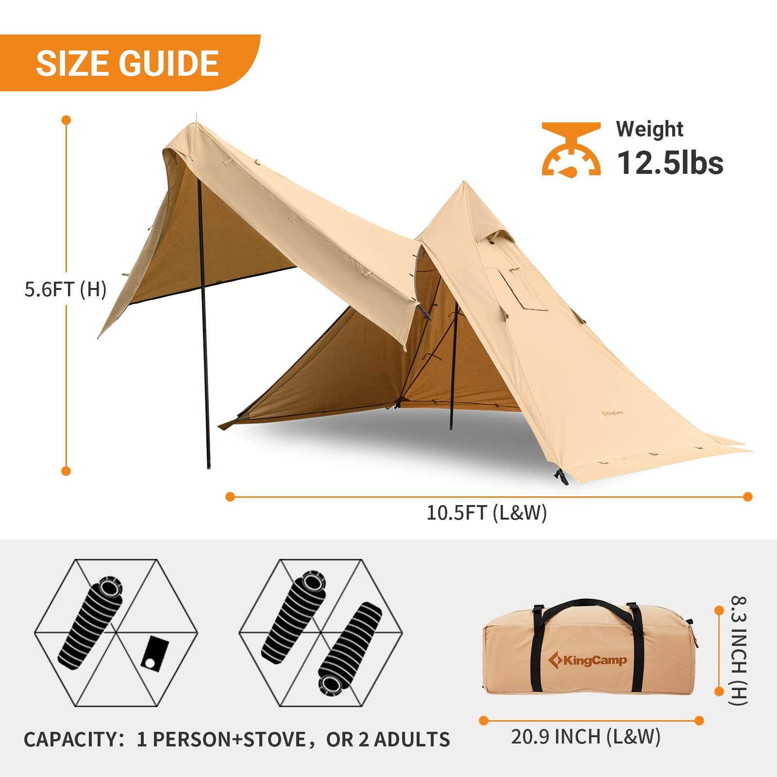 kingcamp-torino-ii-4-season-family-glamping-tipi-tent-hot-tent-with-stove-jack-s image 2