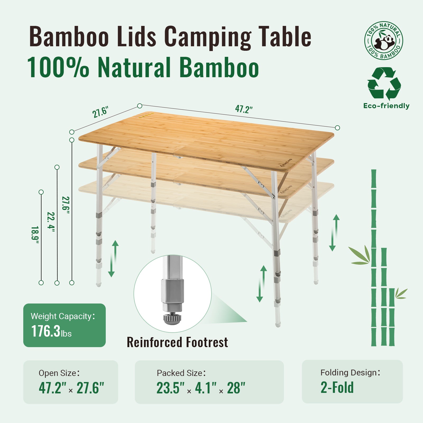 kingcamp-2-fold-6-person-bamboo-folding-table-47x27-adjustable-height-camping-pi image 7