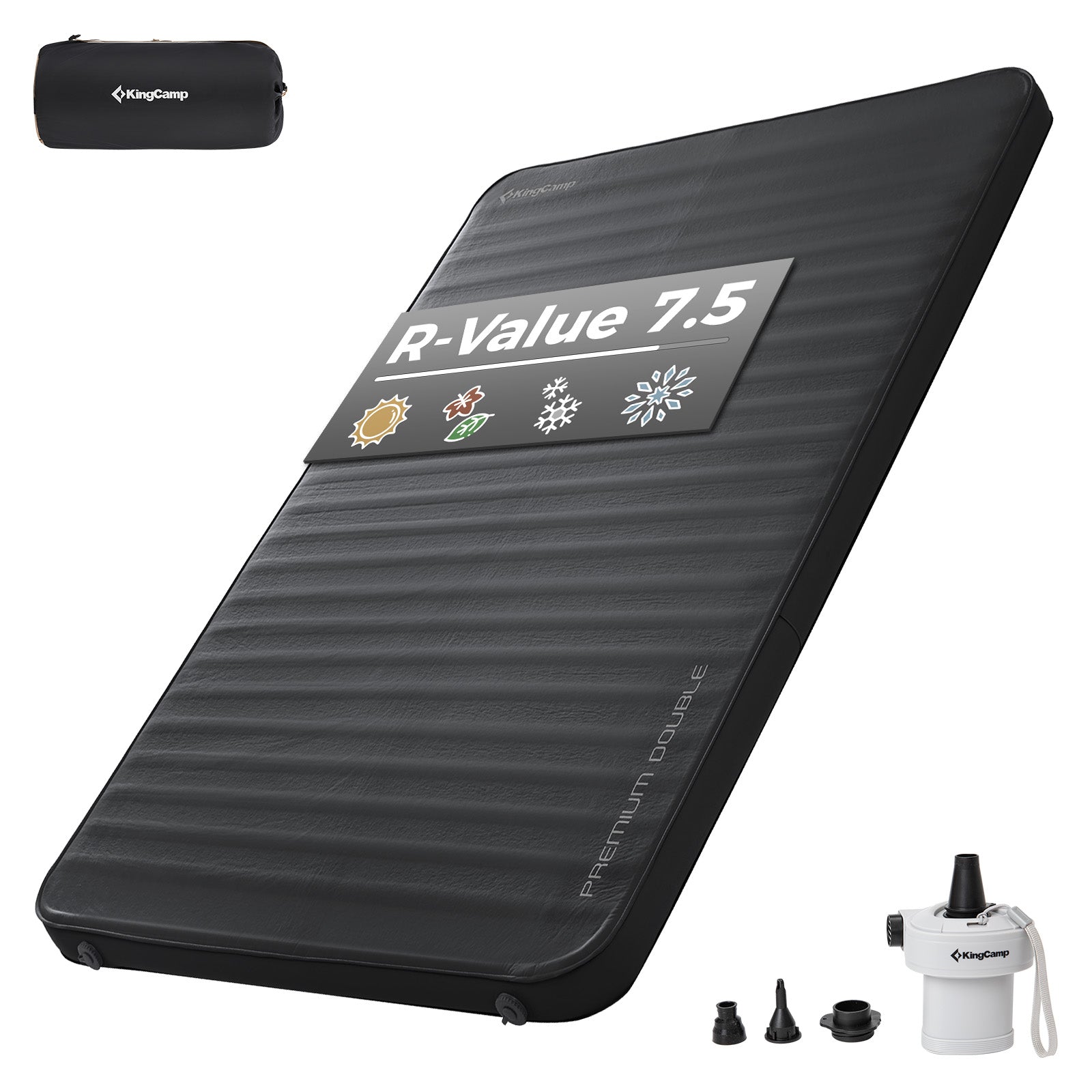 kingcamp-premium-double-self-inflating-sleeping-pad-with-pump image 1
