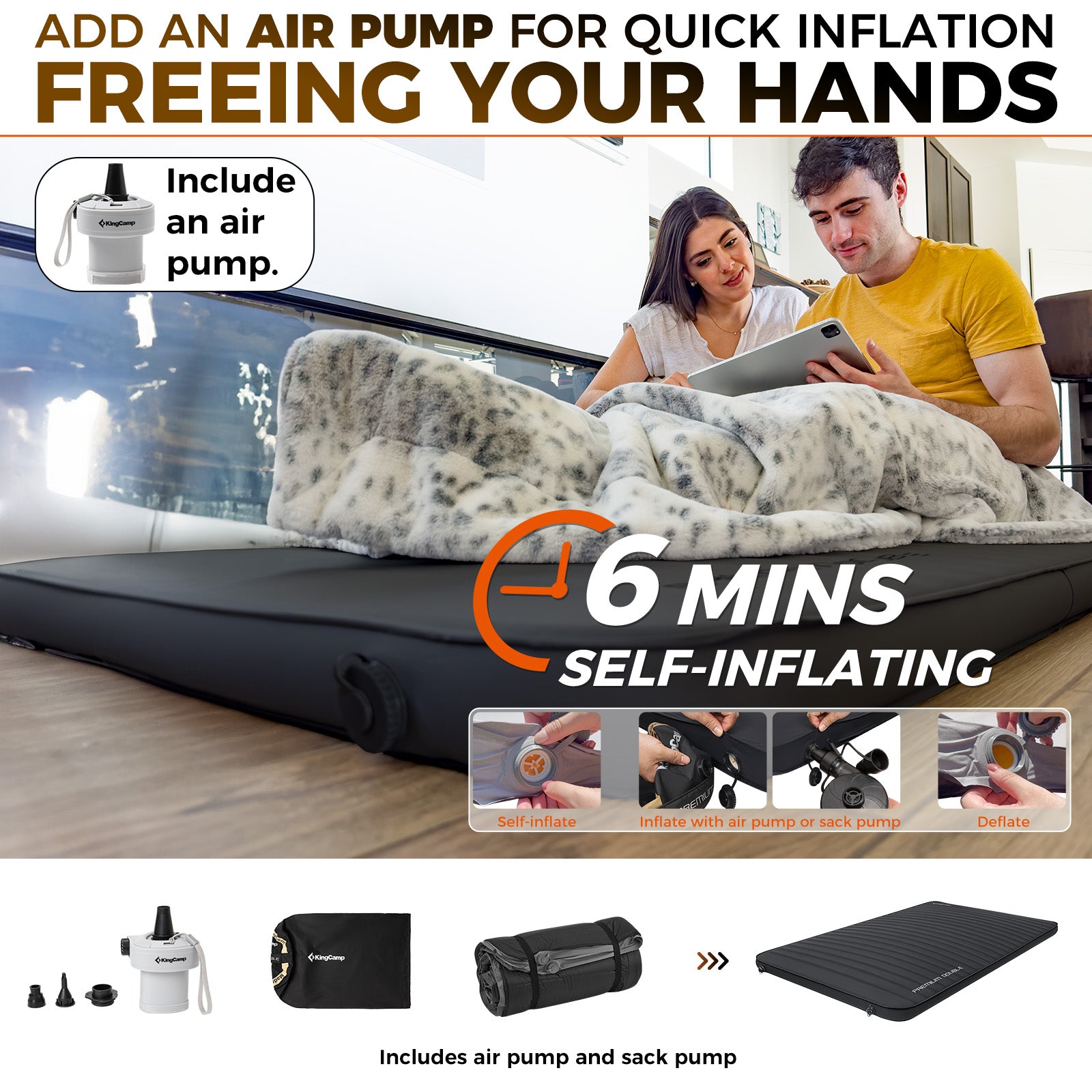 kingcamp-premium-double-self-inflating-sleeping-pad-with-pump image 3