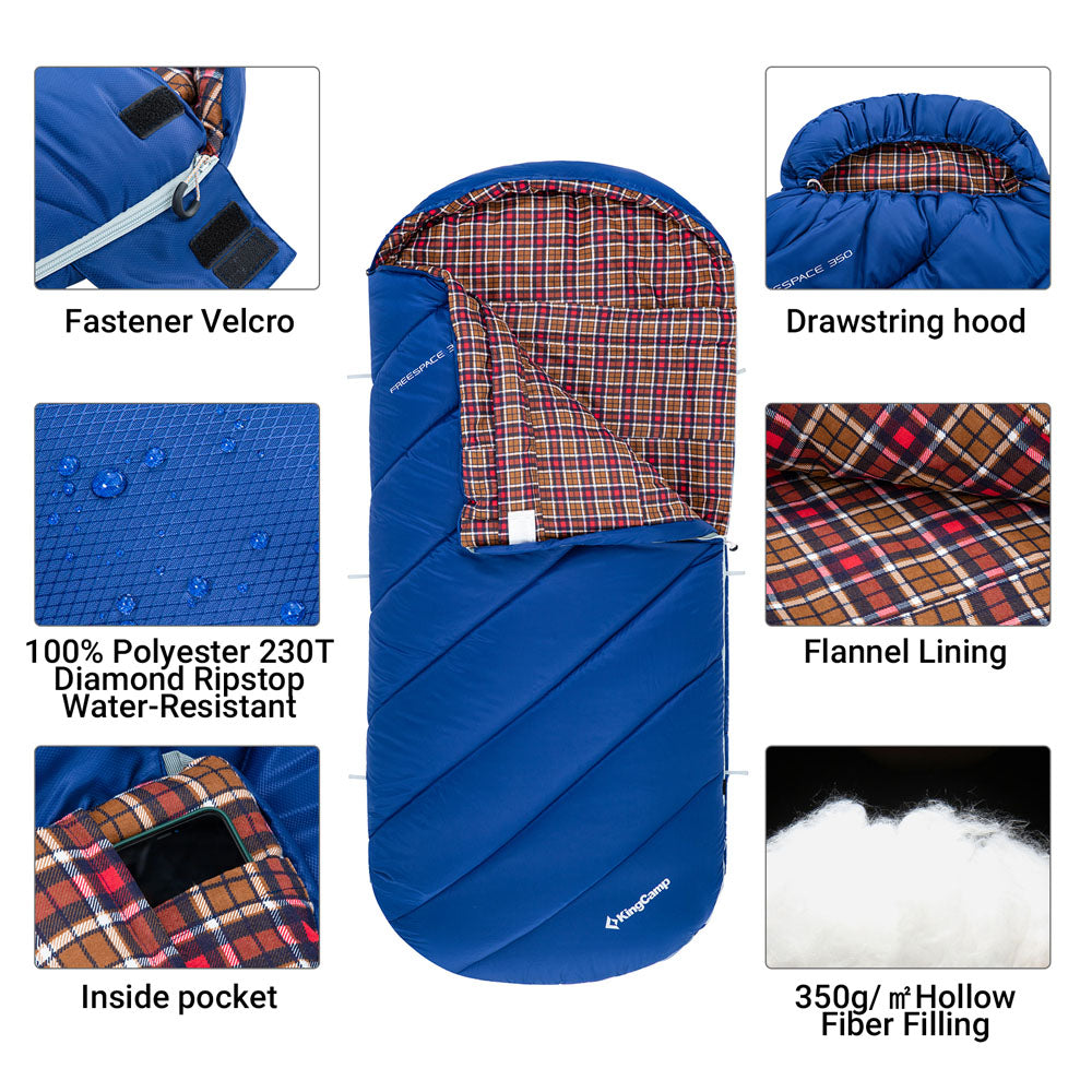 kingcamp-350g-filling-plus-size-3-4-season-navy-sleeping-bag image 7