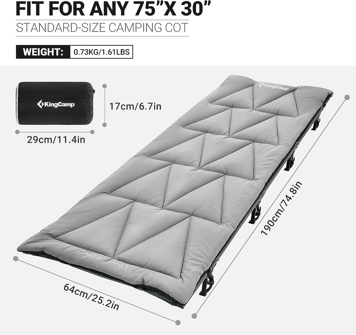kingcamp-thicker-sleeping-cot-pad-machine-washable image 2