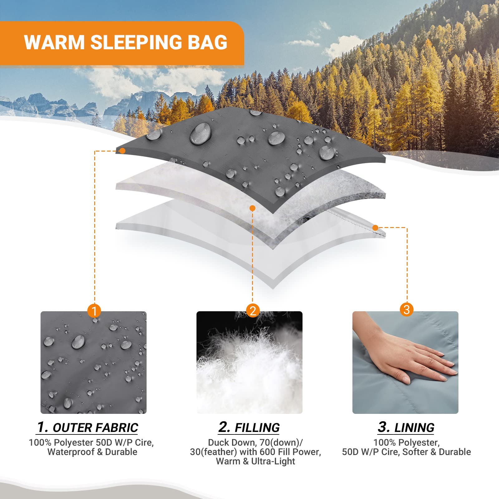 kingcamp-25f-protector-600-duck-down-mummy-sleeping-bag image 5