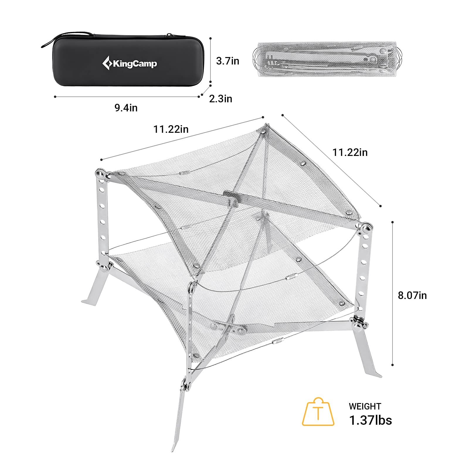 kingcamp-folding-campfire-grill-portable-iron-fire-pit-camping-cooktop-with-carr image 2