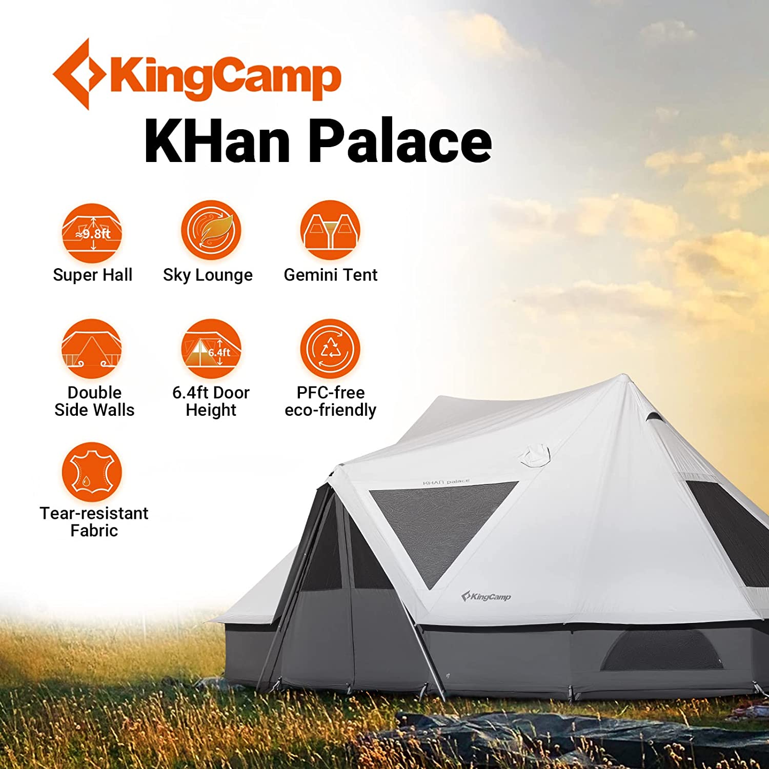 kingcamp-khan-palace-10-12-person-glamping-tent-4-season-poly-cotton-mansion image 3
