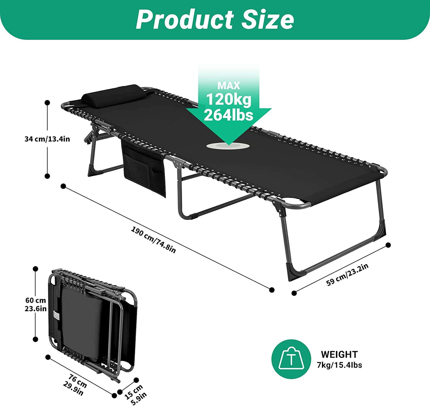kingcamp-folding-chaise-lounge-chairs-with-mat image 5