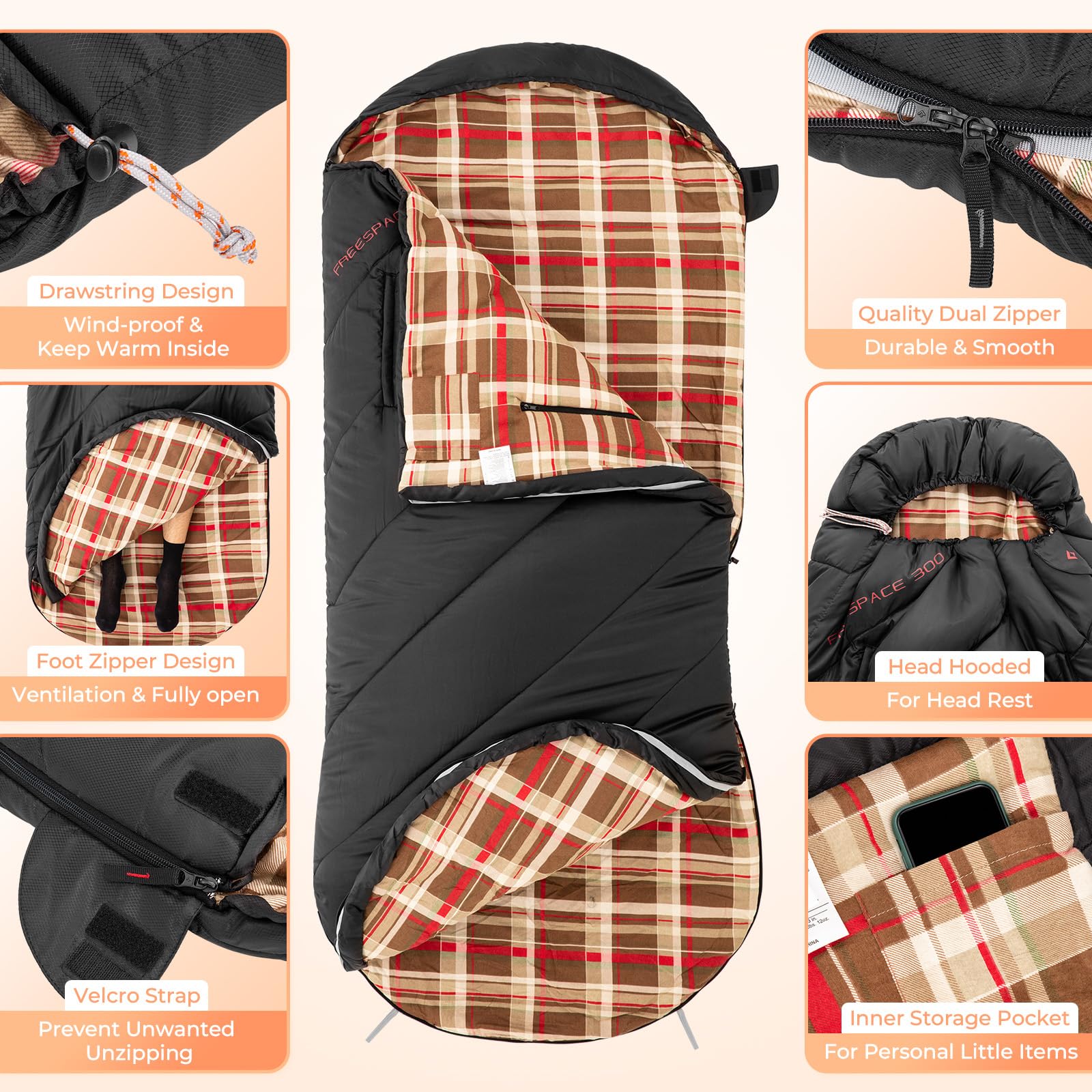 kingcamp-lightweight-flannel-camping-sleeping-bag-xl image 5