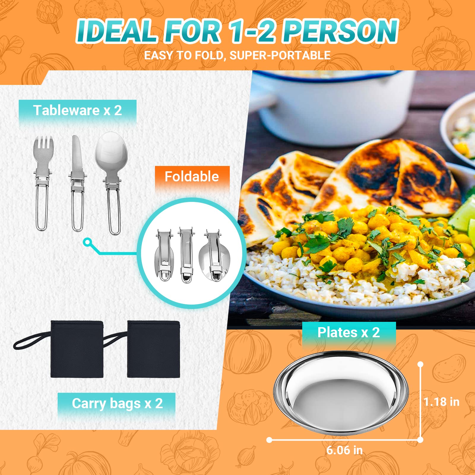 kingcamp-adventurer-stainless-steel-2-3-person-cookware-mess-kit-camping-cook-se image 5