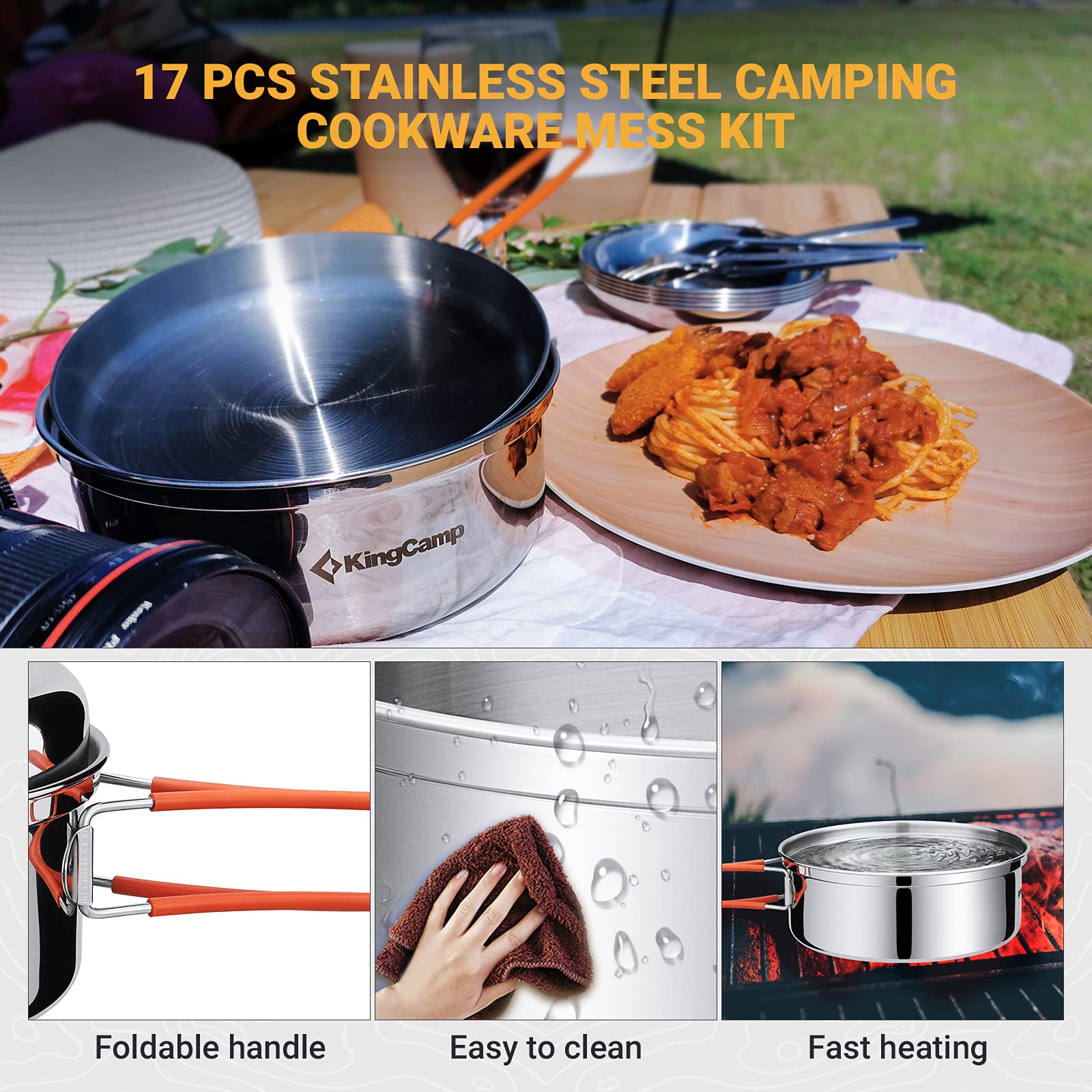 kingcamp-adventurer-stainless-steel-2-3-person-cookware-mess-kit-camping-cook-se image 4