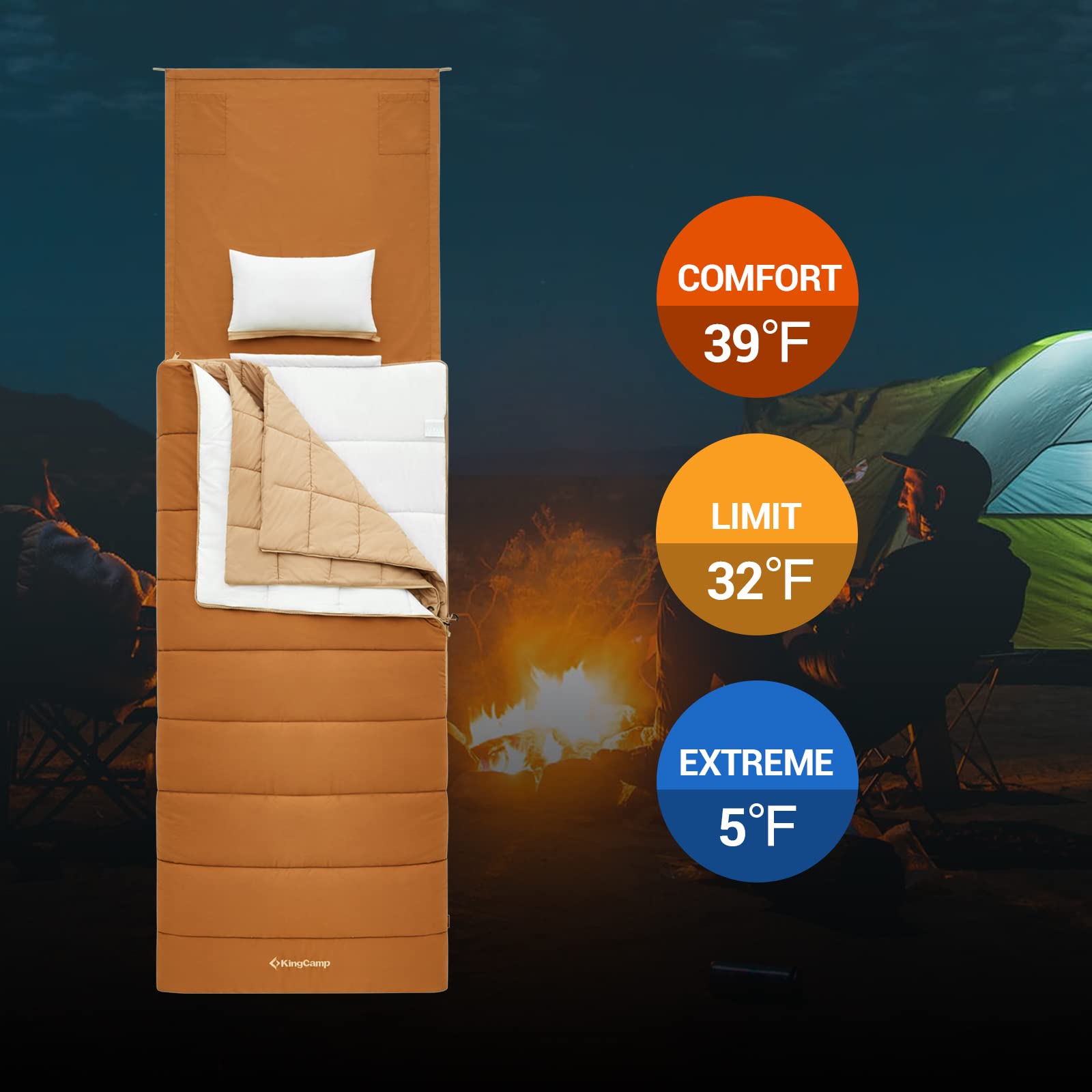 kingcamp-0-degree-flannel-sleeping-bag-3-in-1-rectangular-for-versatile-comfort image 8
