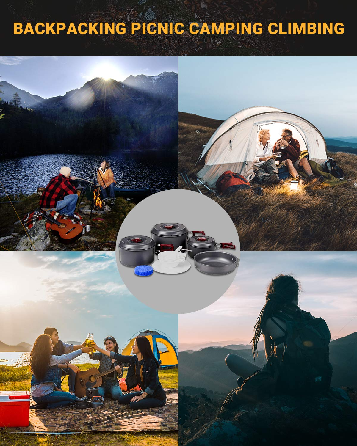 kingcamp-18-piece-camping-cookware-set-with-large-pot-medium-pot-and-frying-pan image 6