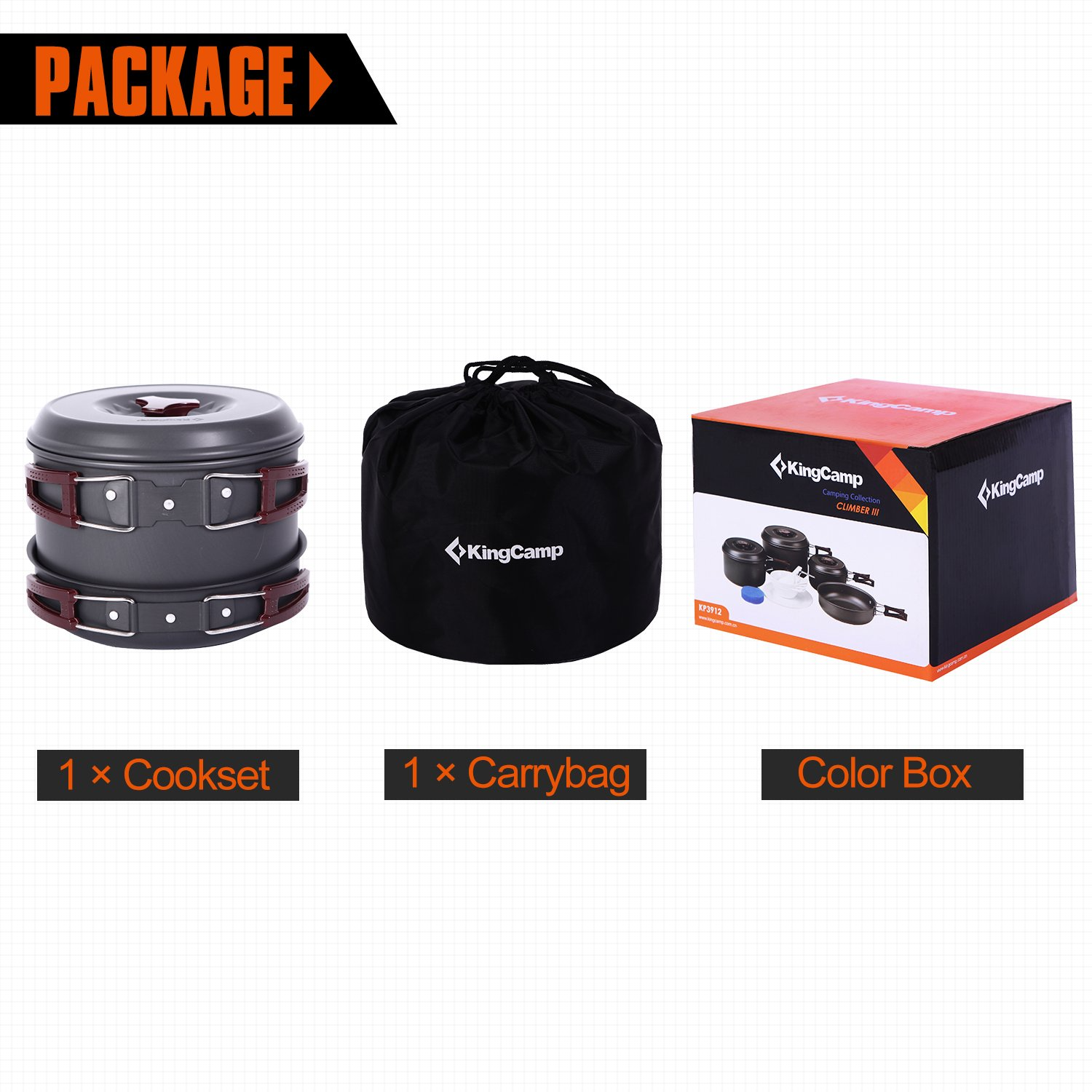 kingcamp-18-piece-camping-cookware-set-with-large-pot-medium-pot-and-frying-pan image 5