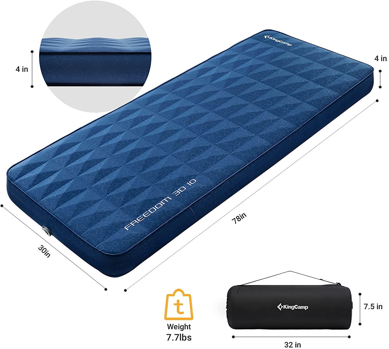 kingcamp-4-inch-thick-self-inflating-camping-pad-premium-3d-sides-with-tpu-coati image 6