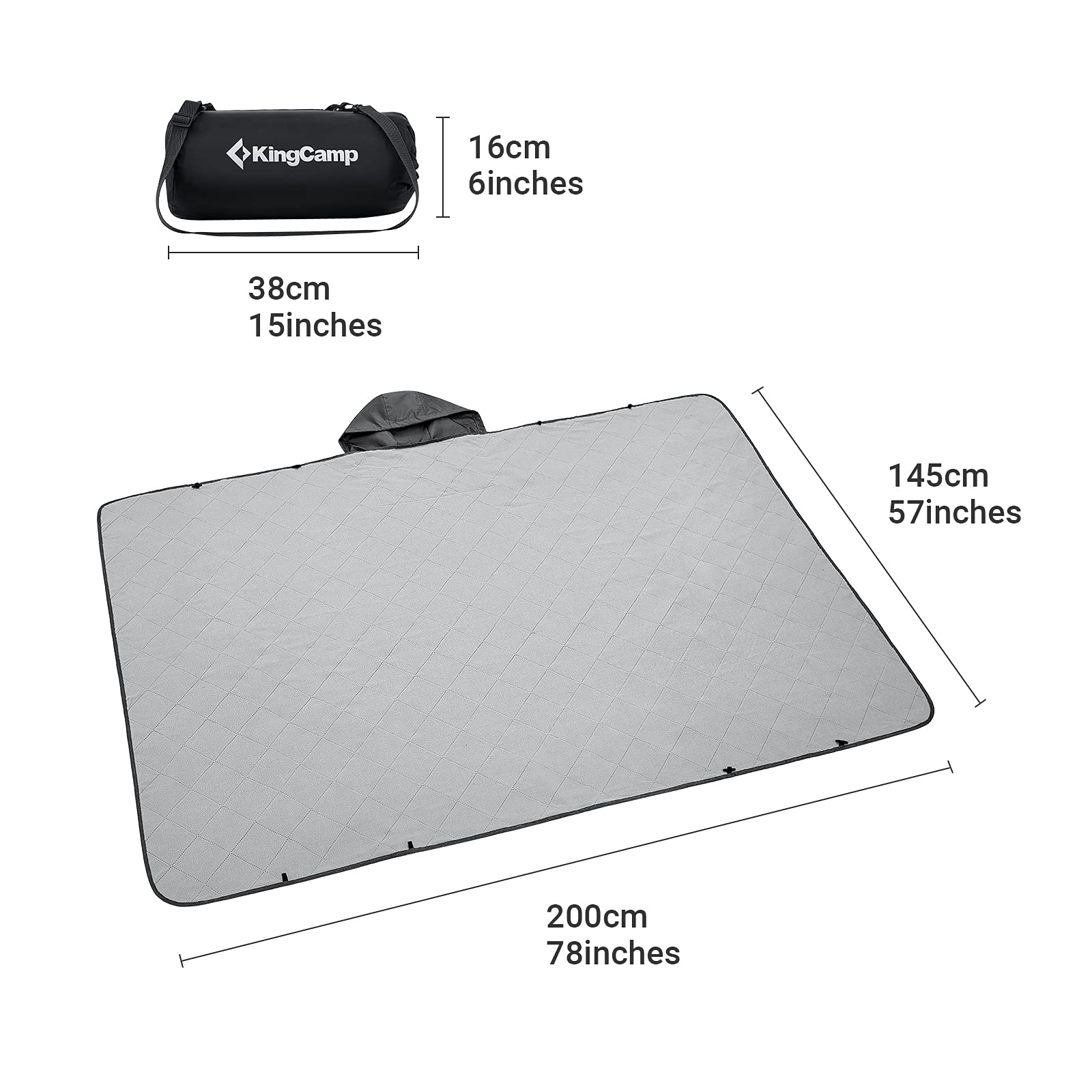 kingcamp-3-in-1-camping-stadium-hooded-blanket-waterproof-sandproof-portable image 4