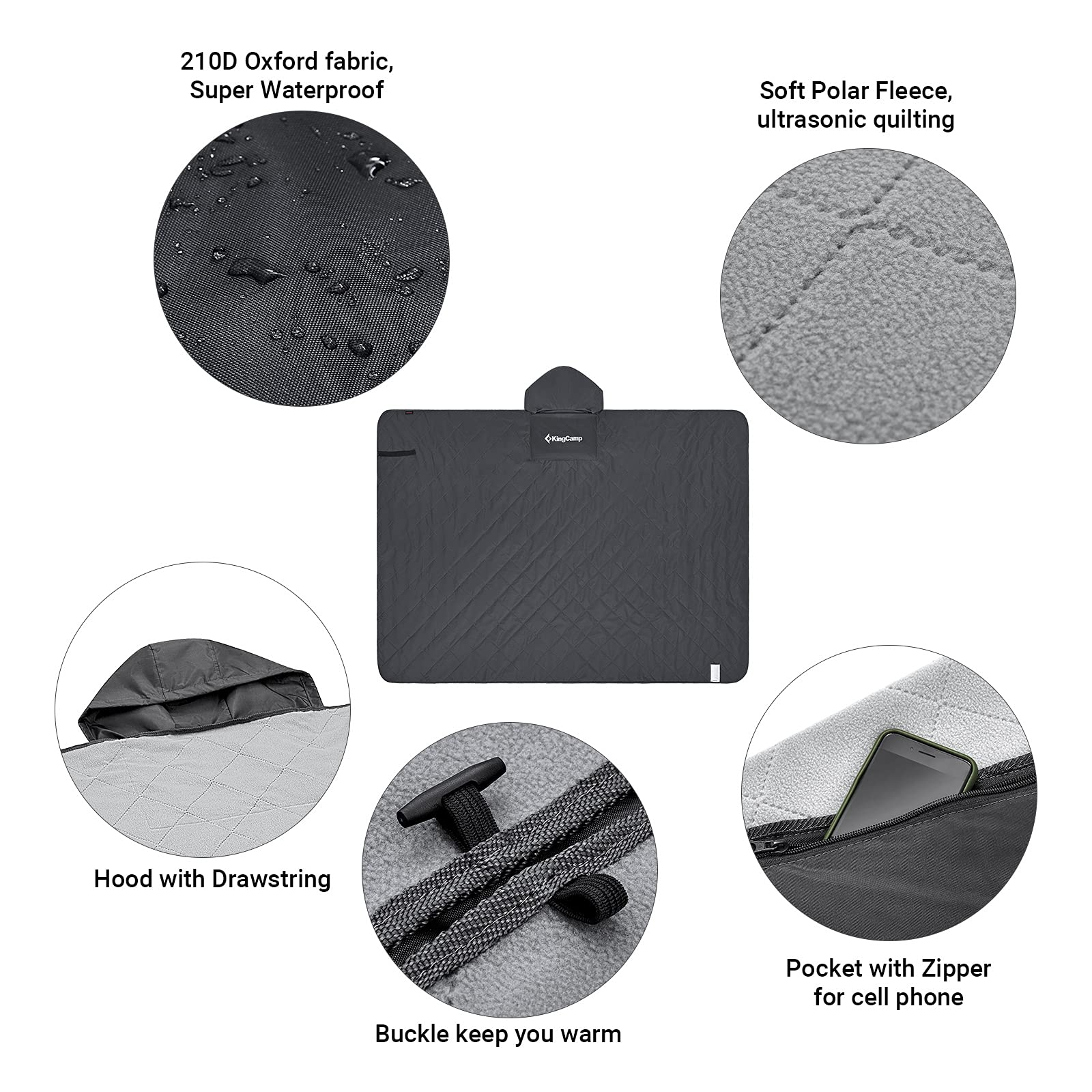 kingcamp-3-in-1-camping-stadium-hooded-blanket-waterproof-sandproof-portable image 5