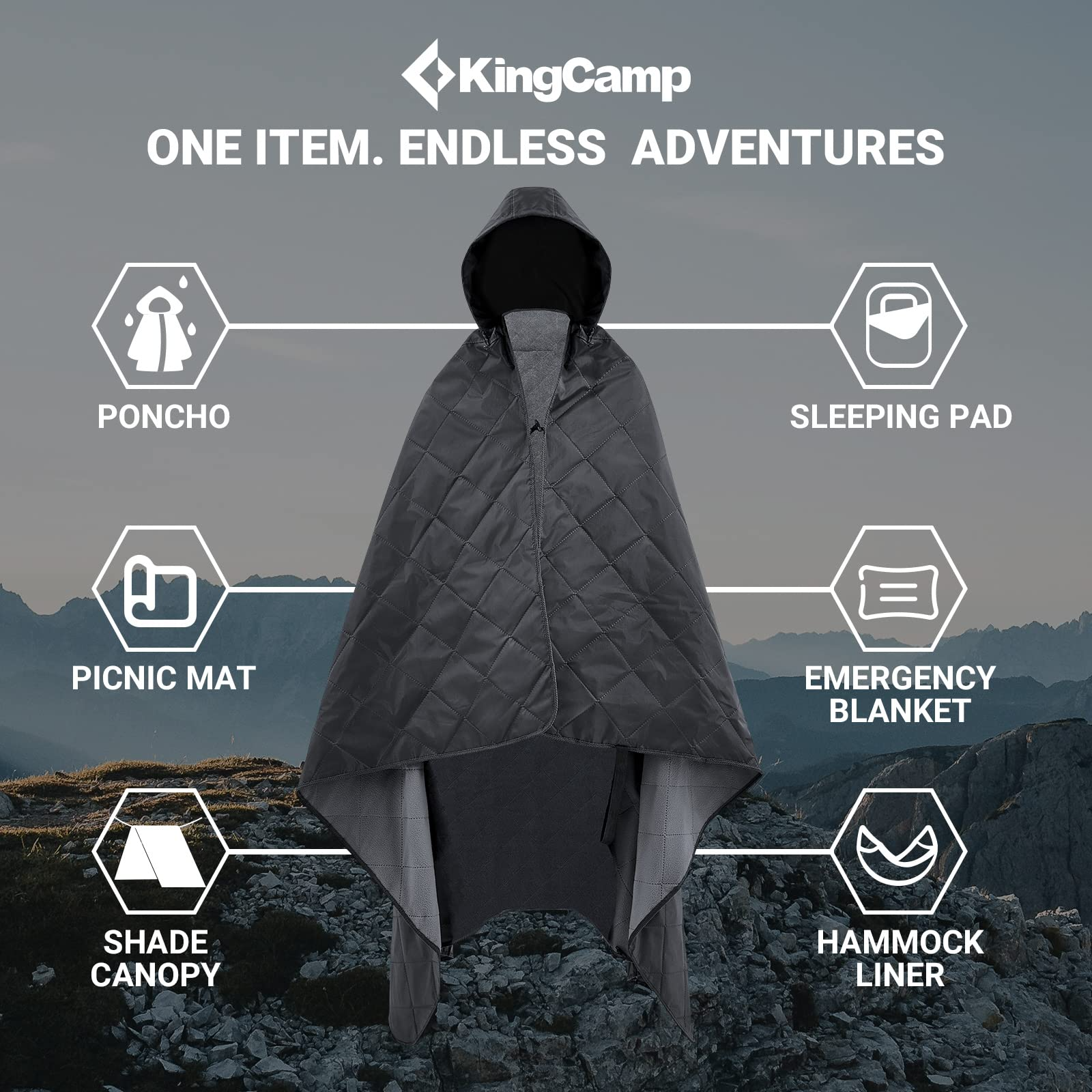 kingcamp-3-in-1-camping-stadium-hooded-blanket-waterproof-sandproof-portable image 6
