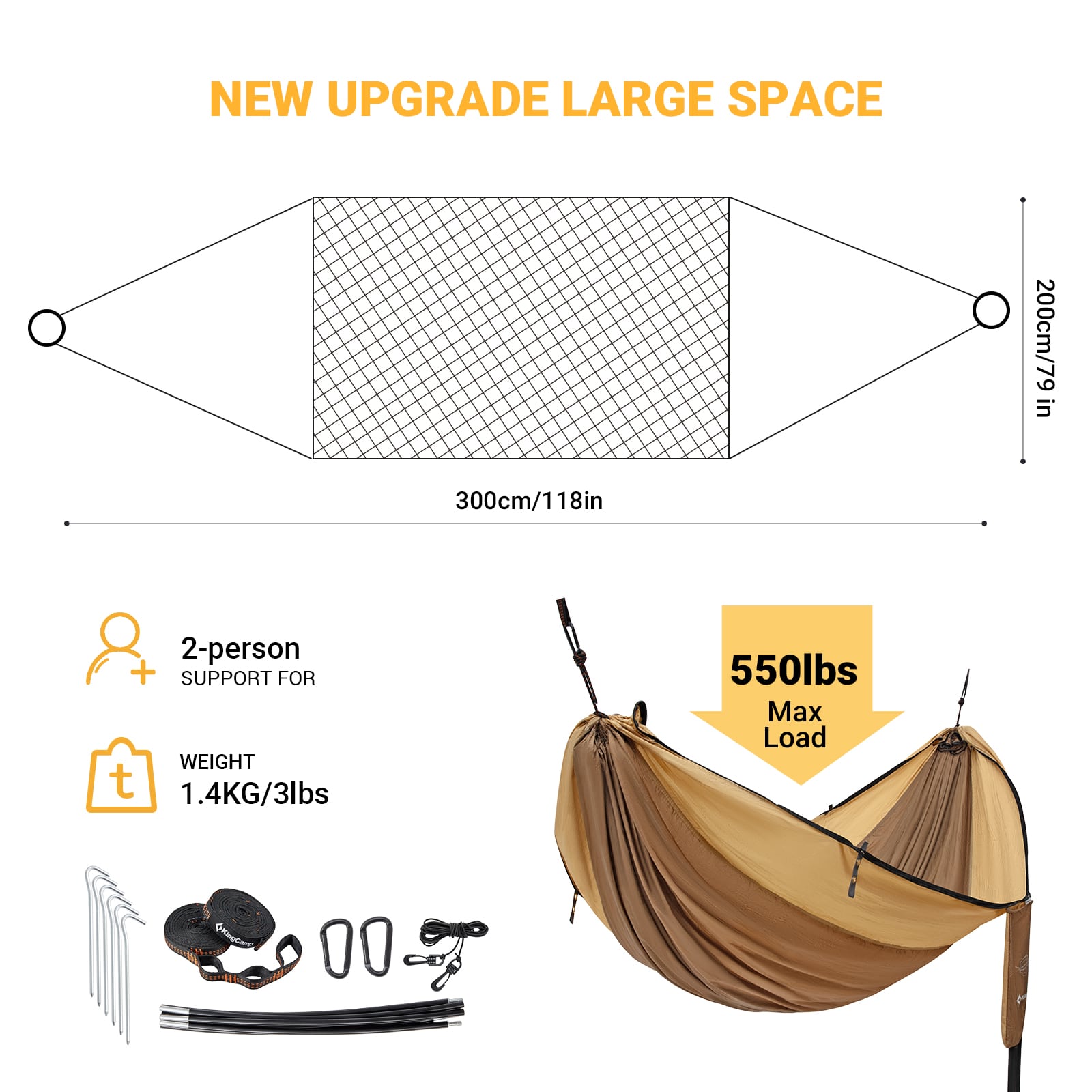 kingcamp-3-in-1-camping-hammock-with-gauze-net image 3