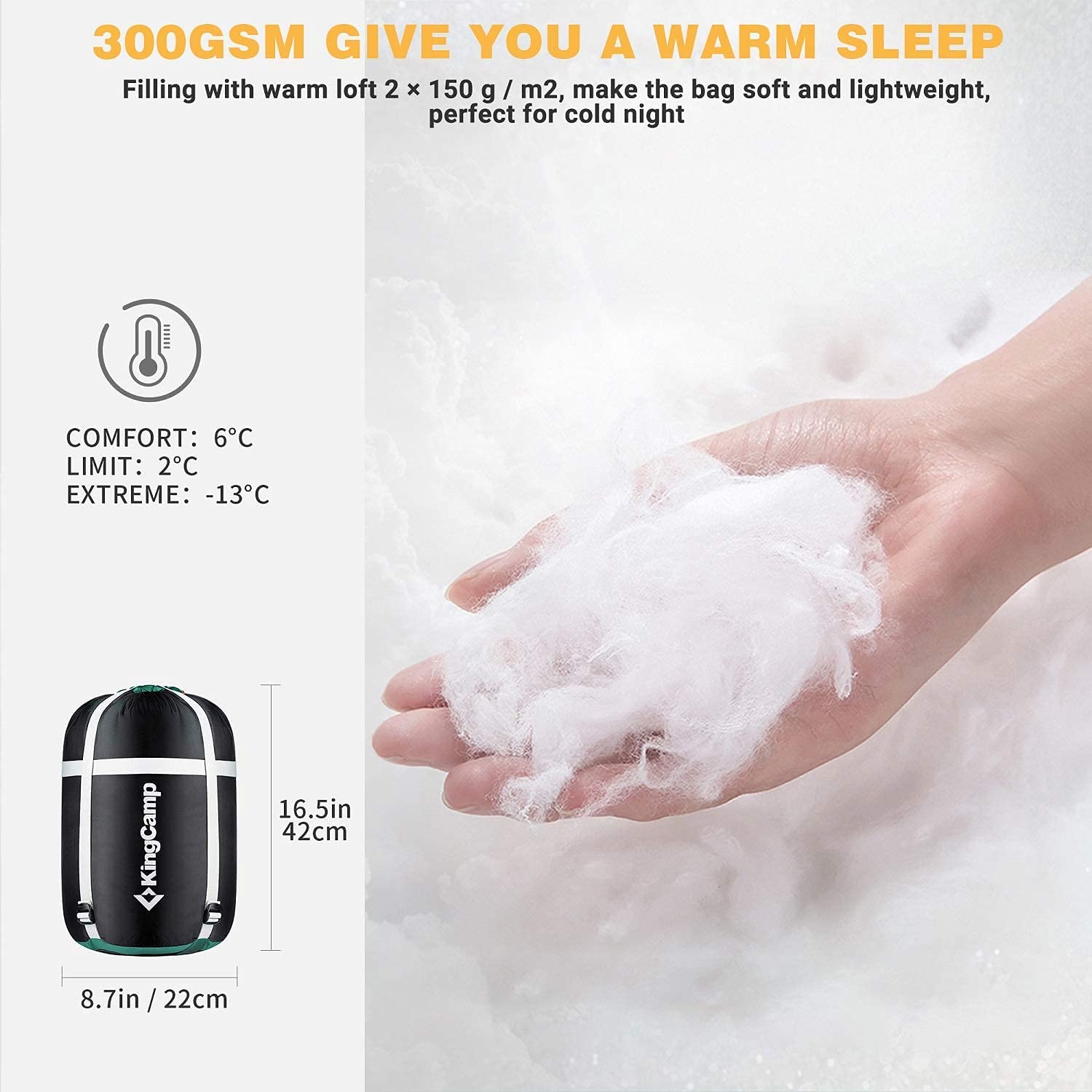 kingcamp-3-season-camping-sleeping-bag-lightweight-hollow-cotton-insulation image 3