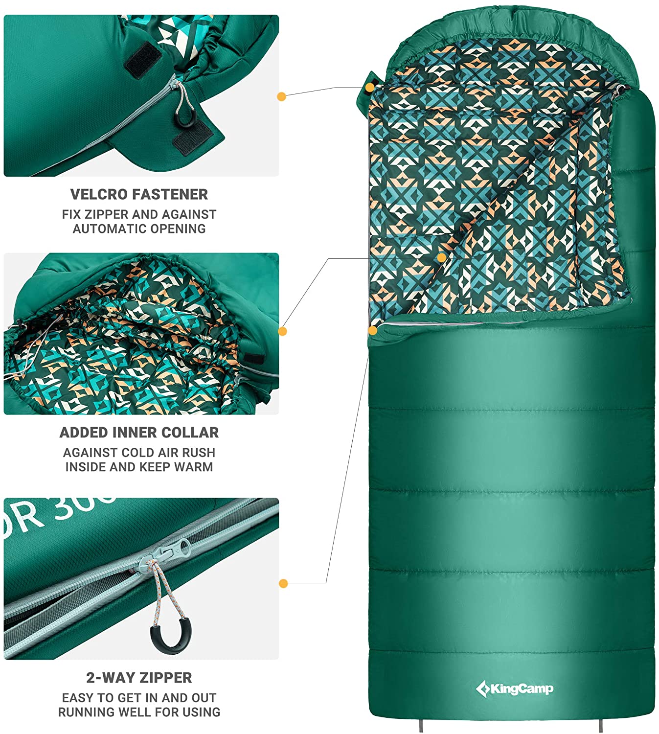 kingcamp-3-season-camping-sleeping-bag-lightweight-hollow-cotton-insulation image 4