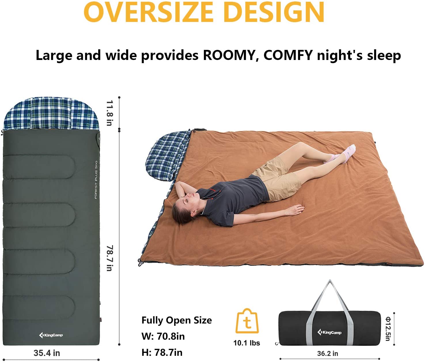 kingcamp-3-season-3-in-1-envelope-hooded-sleeping-bag-with-removable-flannel-lin image 6