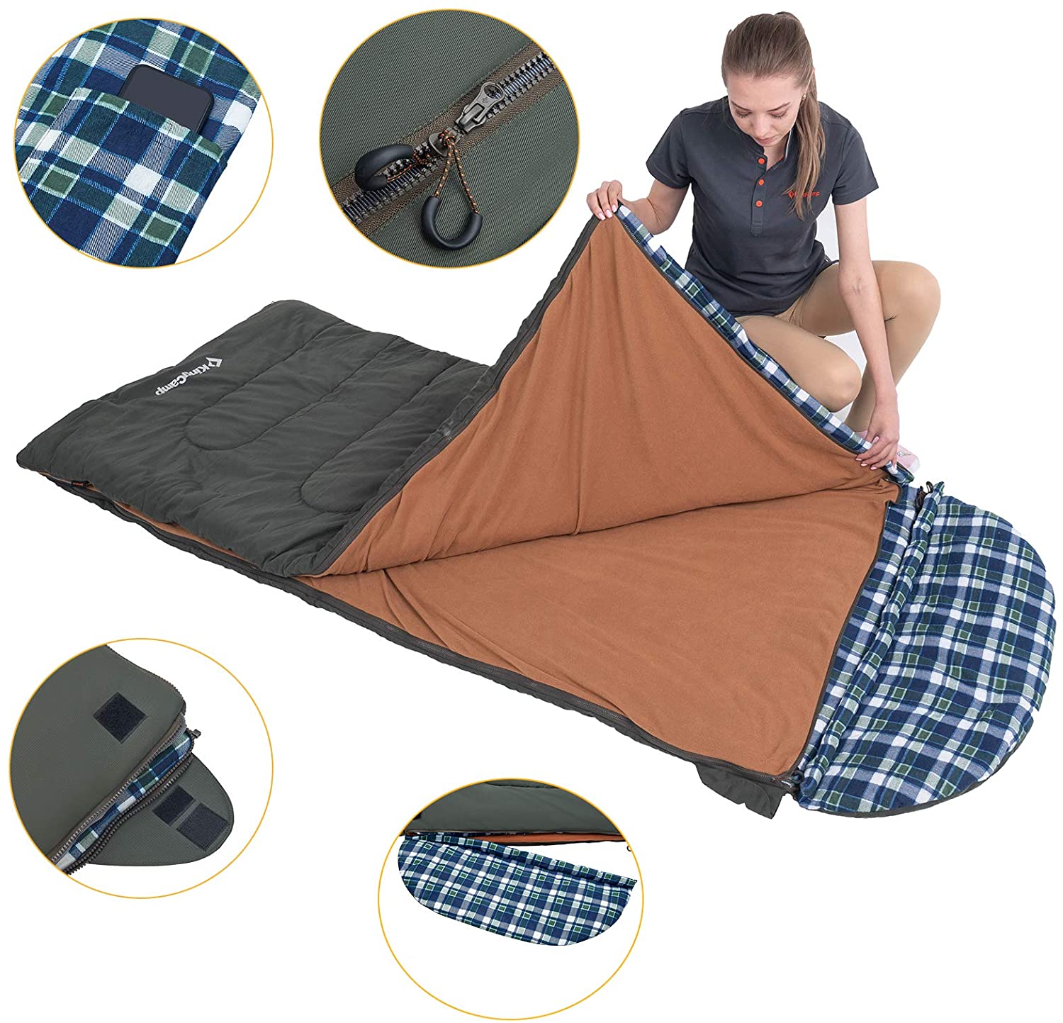 kingcamp-3-season-3-in-1-envelope-hooded-sleeping-bag-with-removable-flannel-lin image 7