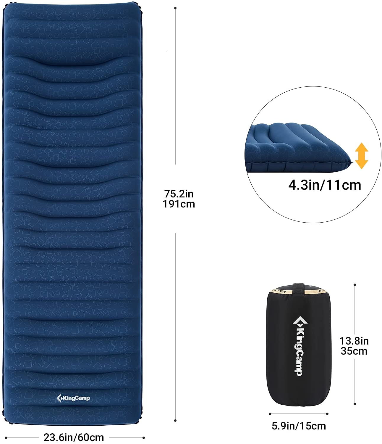 kingcamp-5-5-inch-thick-air-sleeping-pad-with-pillow-insulated-rectangular-camp- image 2