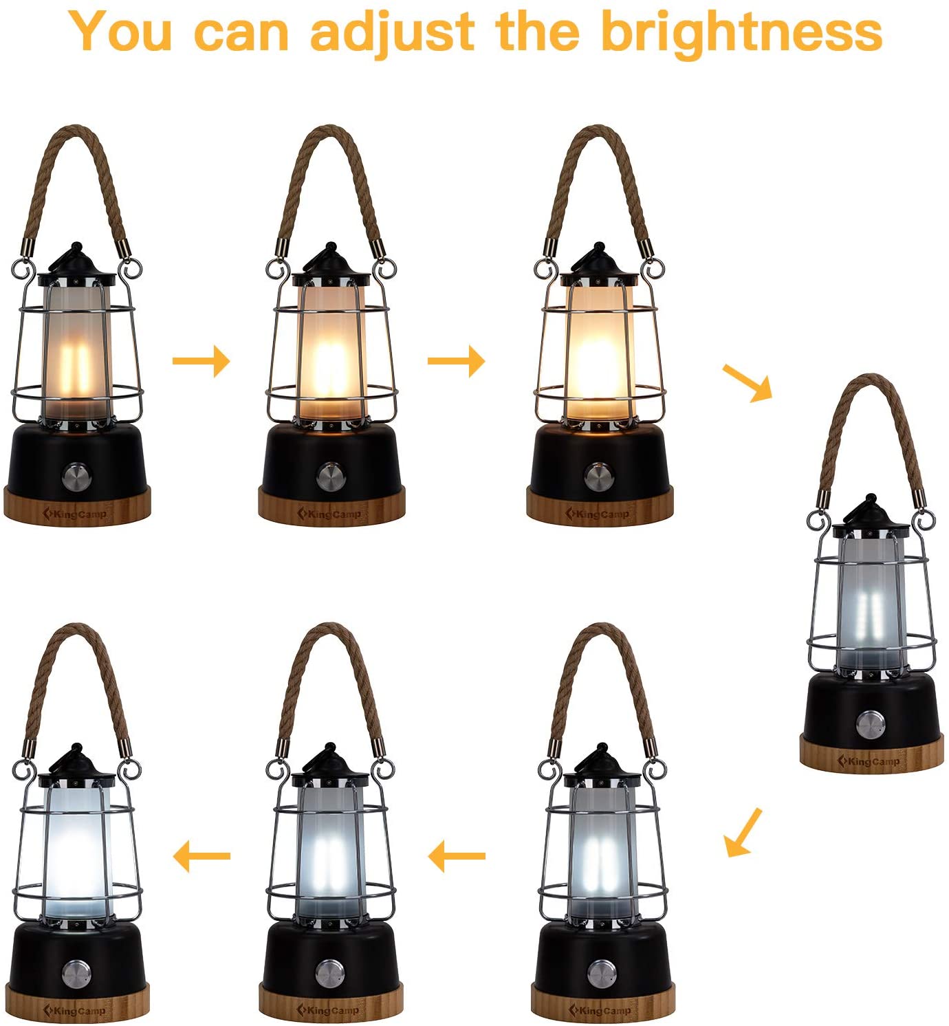 kingcamp-adjustable-brightness-rechargeable-lantern-vintage-style-led-usb-port image 4