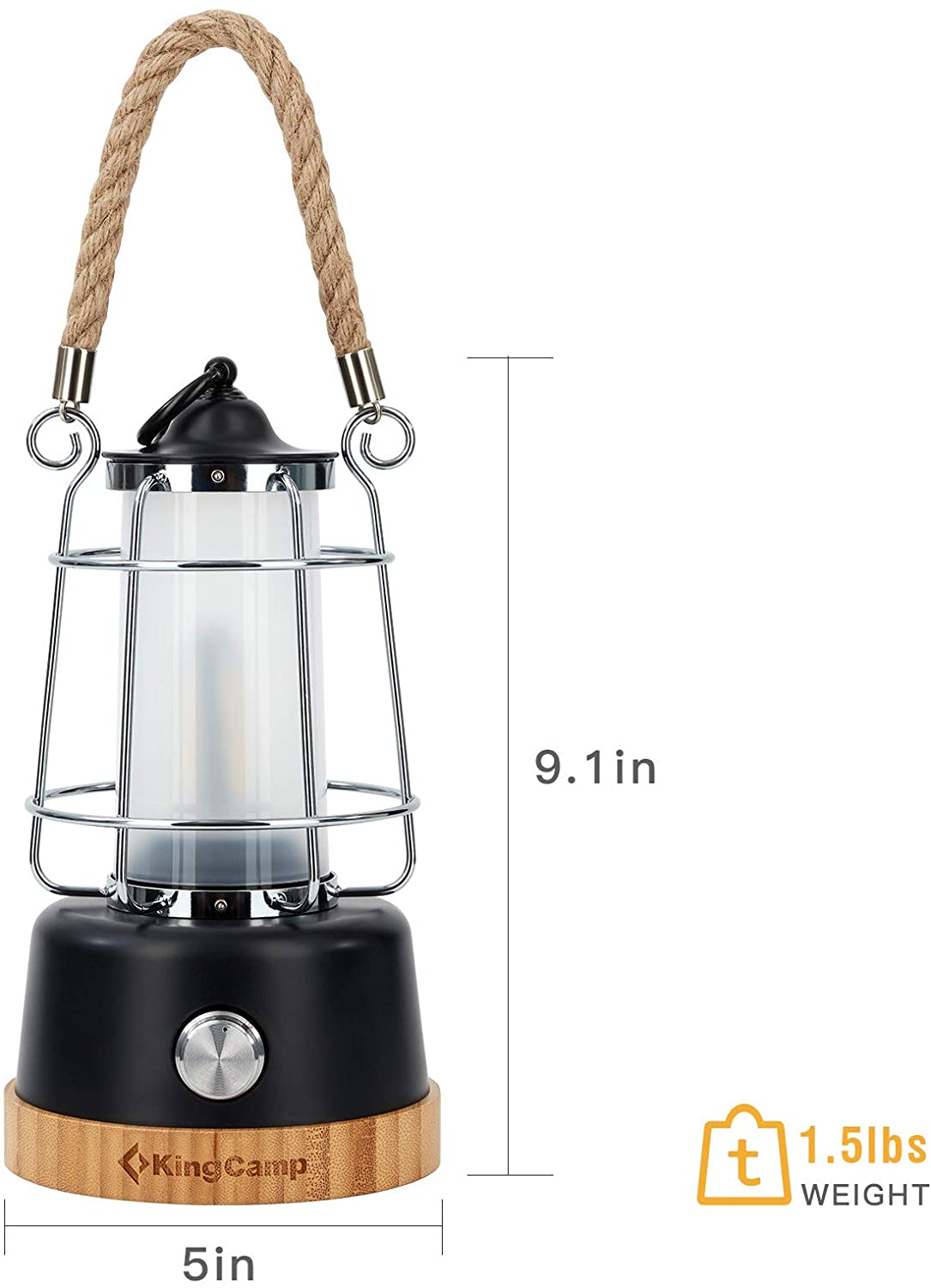 kingcamp-adjustable-brightness-rechargeable-lantern-vintage-style-led-usb-port image 6