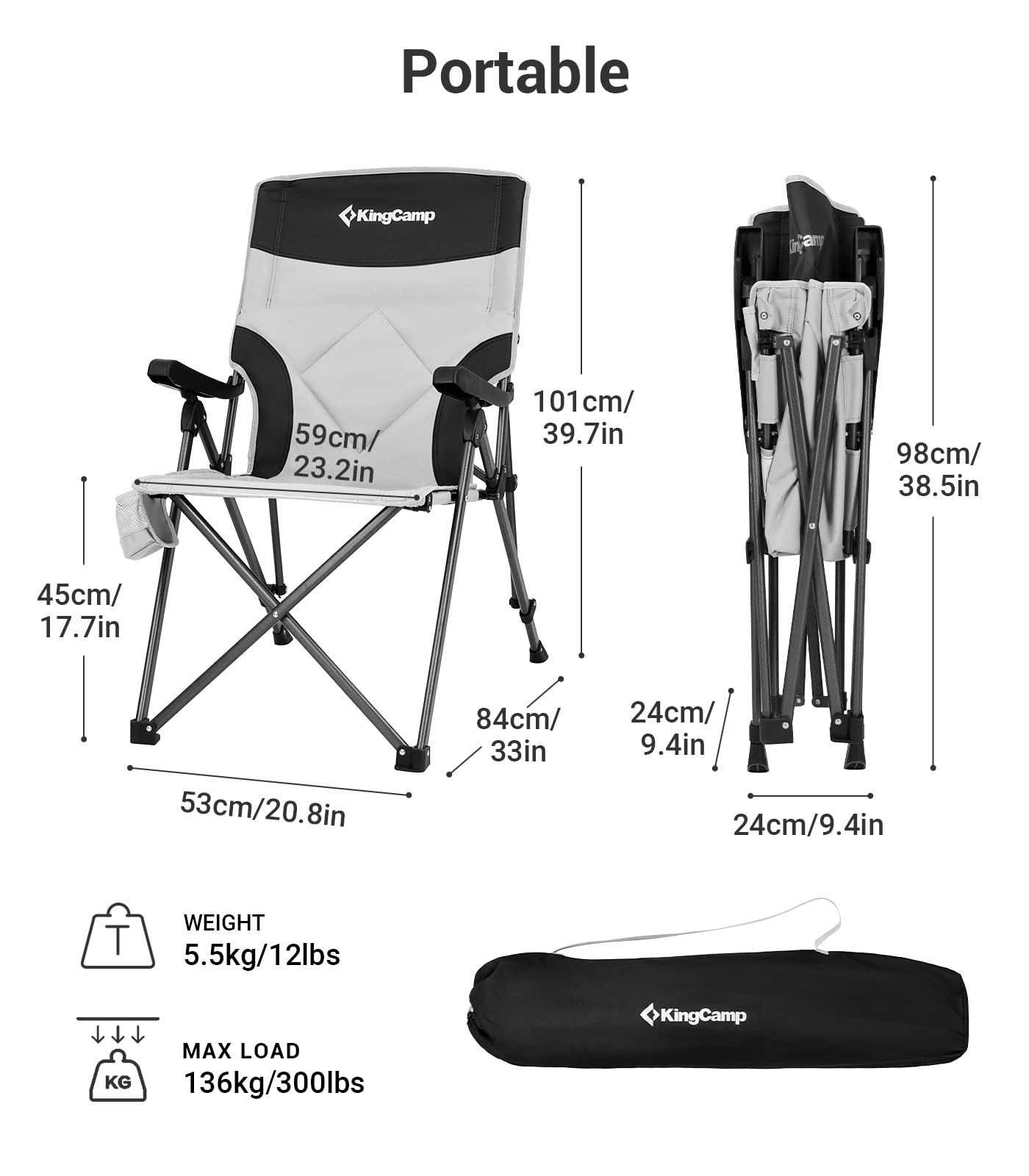kingcamp-adjustable-heavy-duty-high-back-camping-chair-3-position-recline image 8