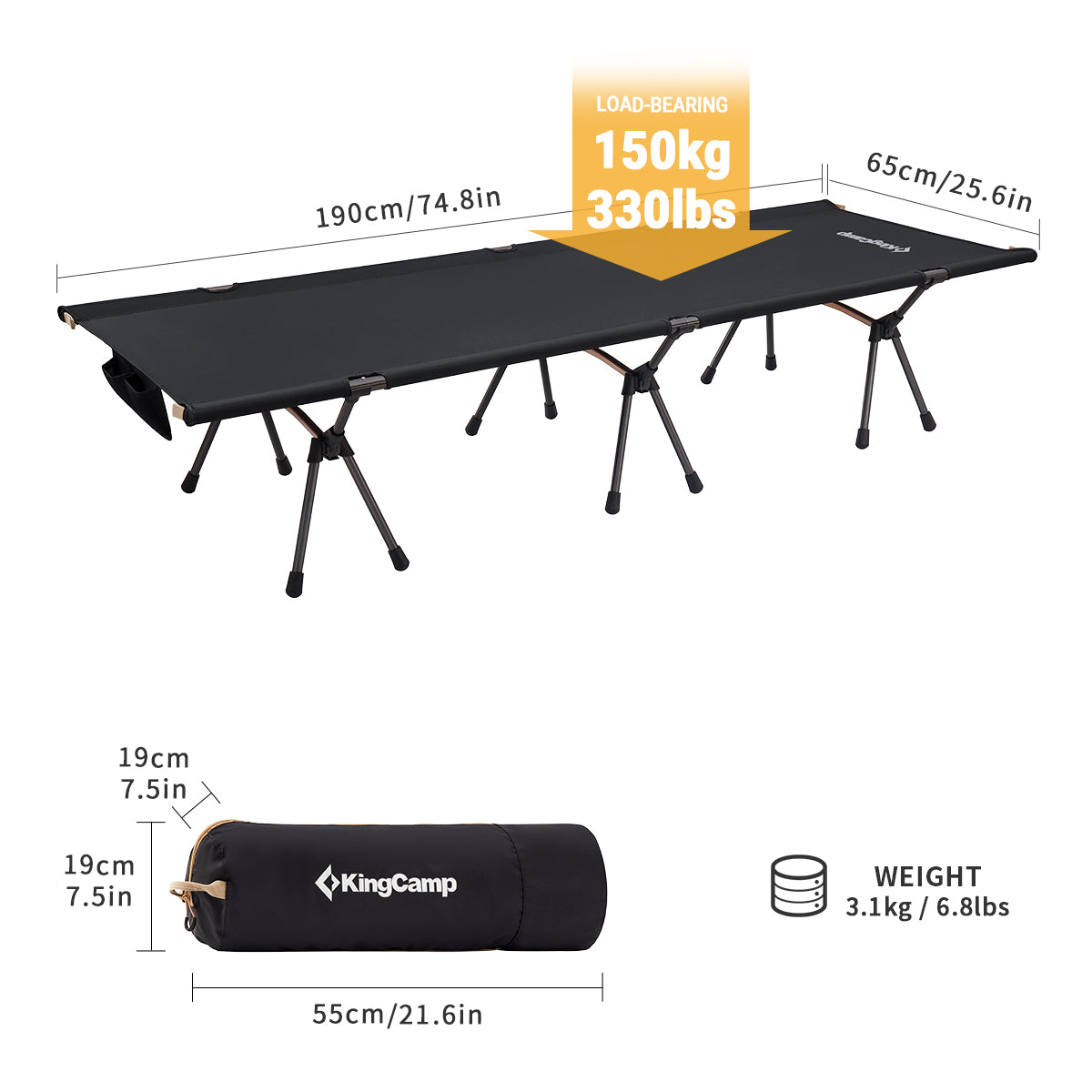 kingcamp-ultralight-aluminum-alloy-high-low-use-camping-cot image 3